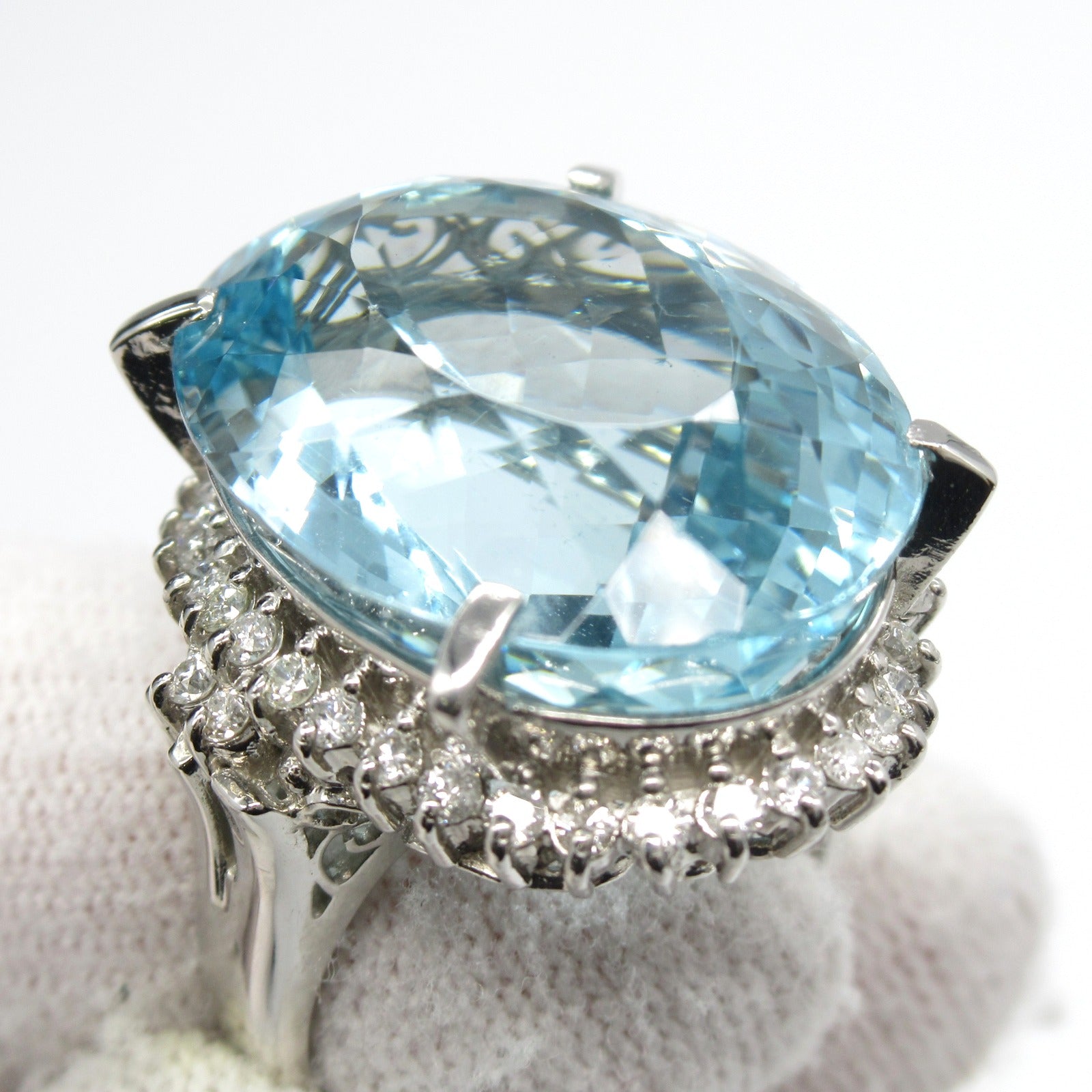 Aquamarine Diamond Ring Pt900 Platinum Jewelry