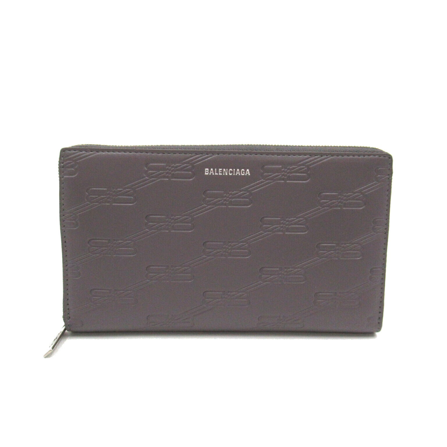 Balenciaga Leather Round Wallet Gray