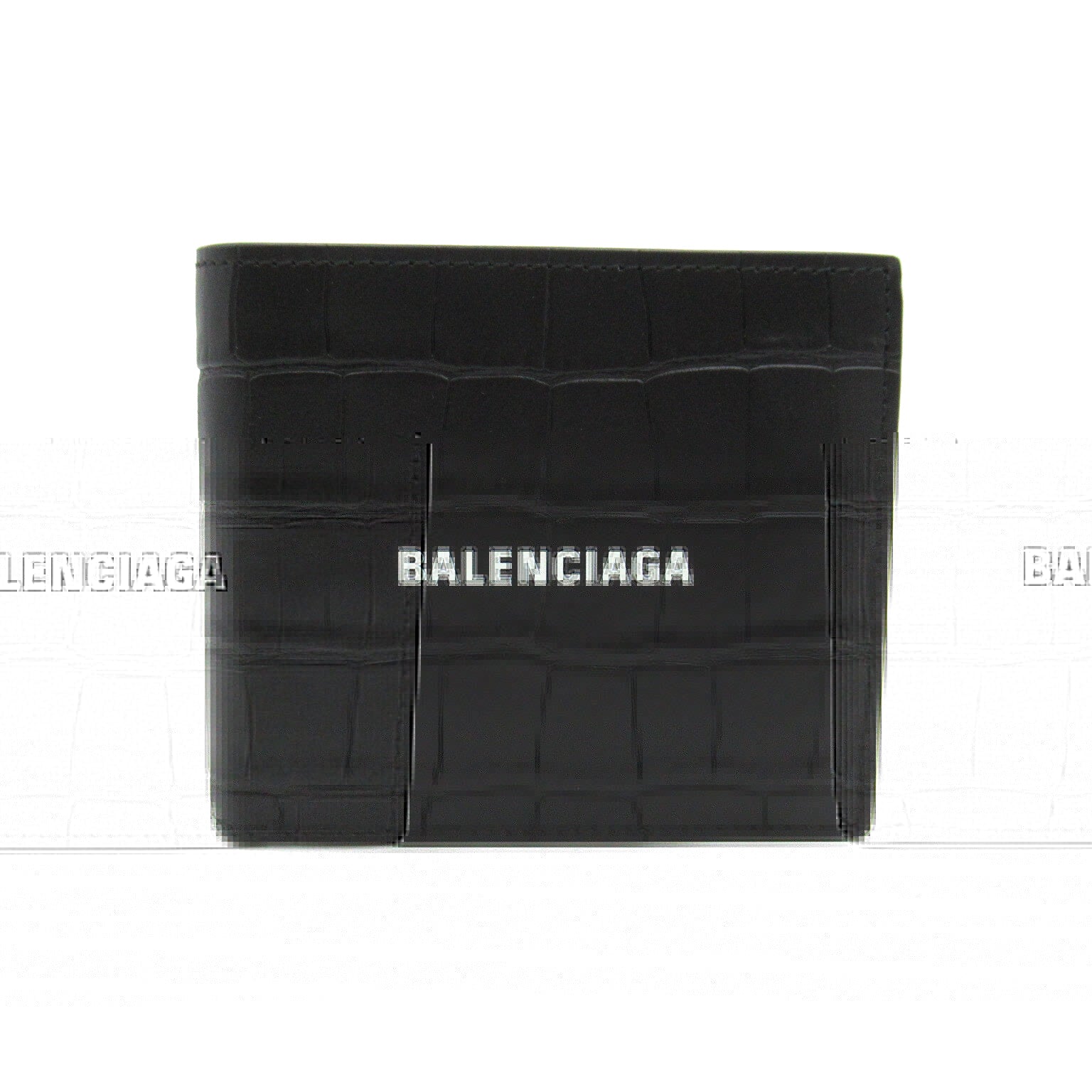 Balenciaga Embossed Leather Bifold Wallet Black