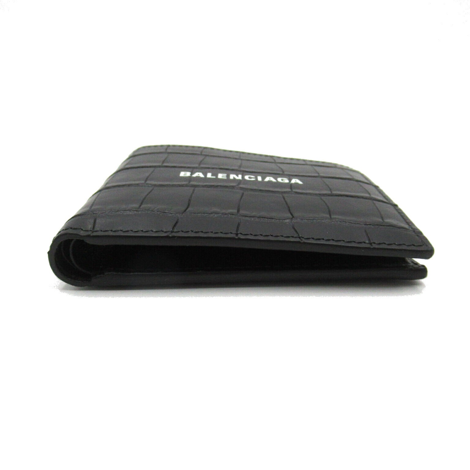 Balenciaga Embossed Leather Bifold Wallet Black