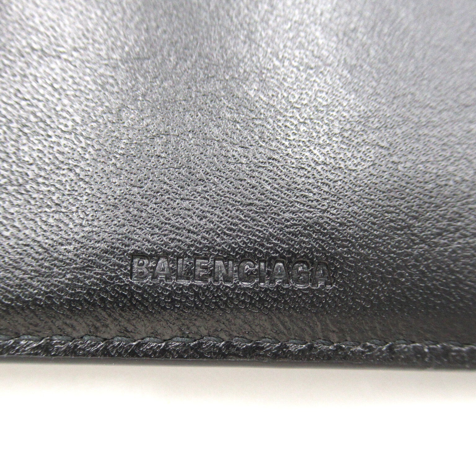 Balenciaga Embossed Leather Bifold Wallet Black