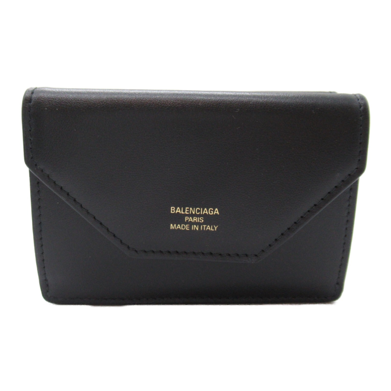 Balenciaga Leather Trifold Wallet Black