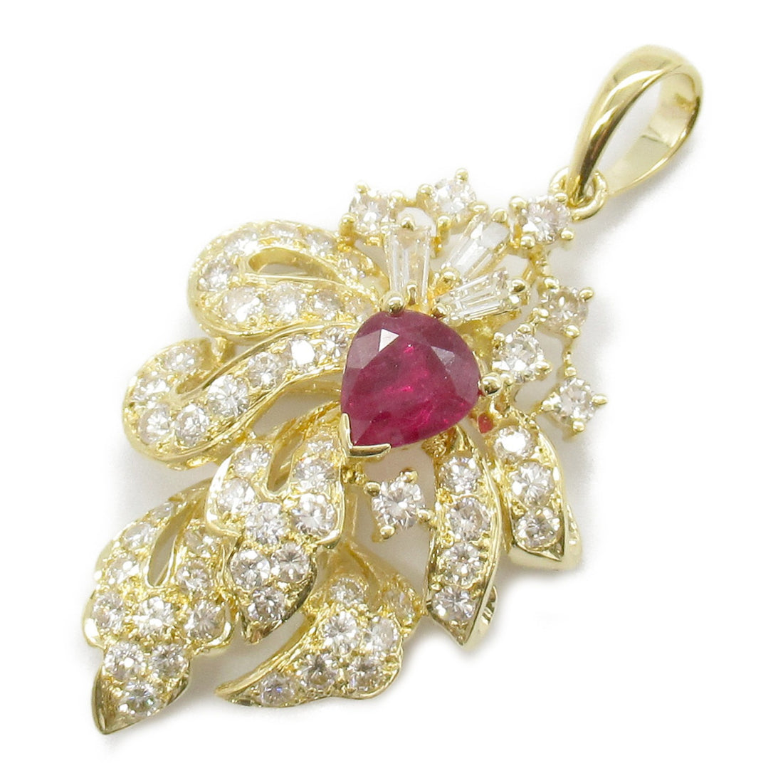 Ruby Diamond Pendant K18 Yellow Gold Jewelry