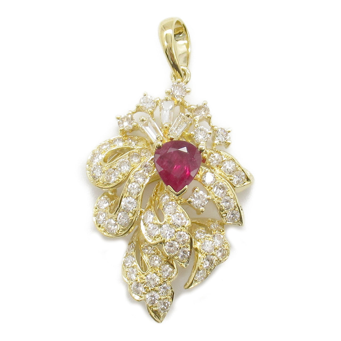 Ruby Diamond Pendant K18 Yellow Gold Jewelry