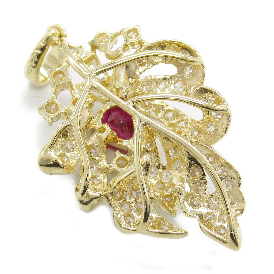 Ruby Diamond Pendant K18 Yellow Gold Jewelry