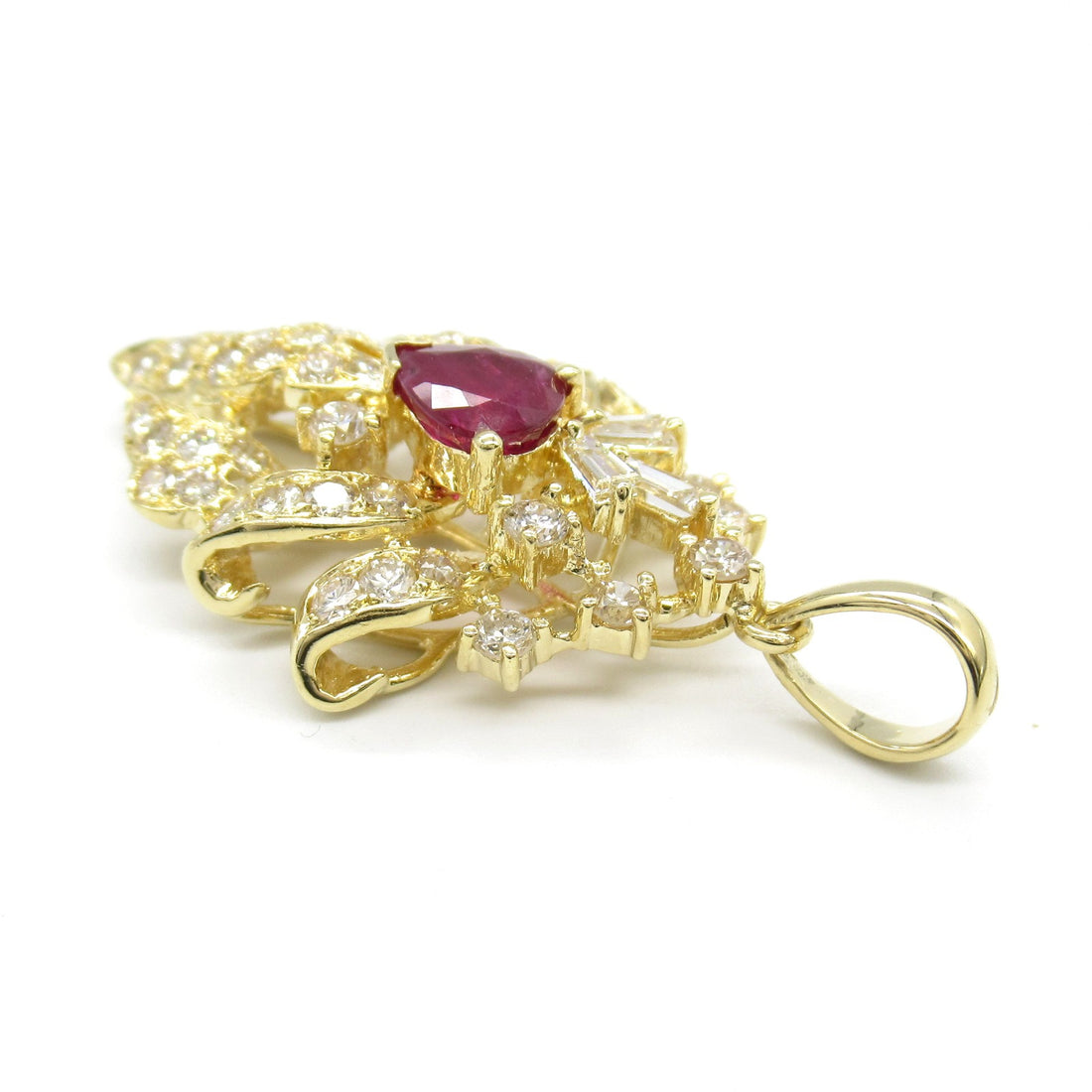 Ruby Diamond Pendant K18 Yellow Gold Jewelry