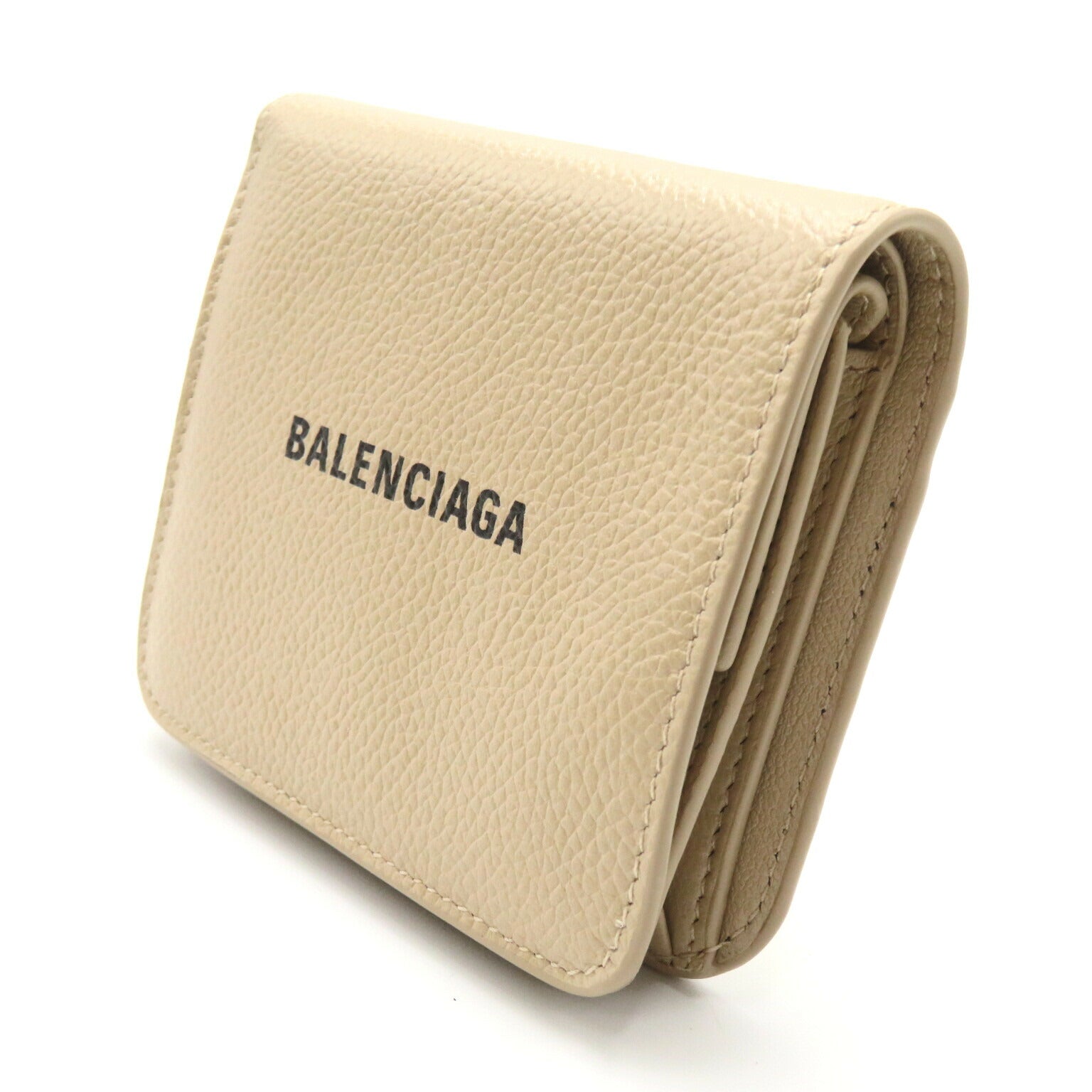 Balenciaga Leather Bifold Wallet Beige