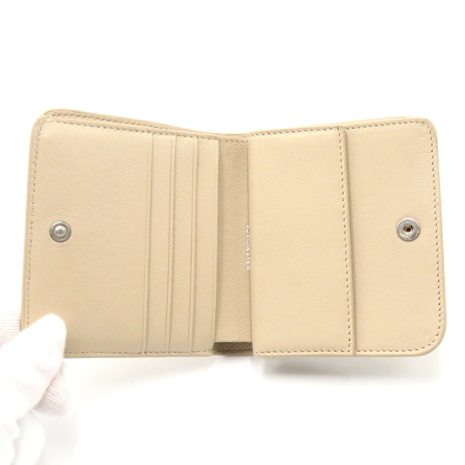 Balenciaga Leather Bifold Wallet Beige