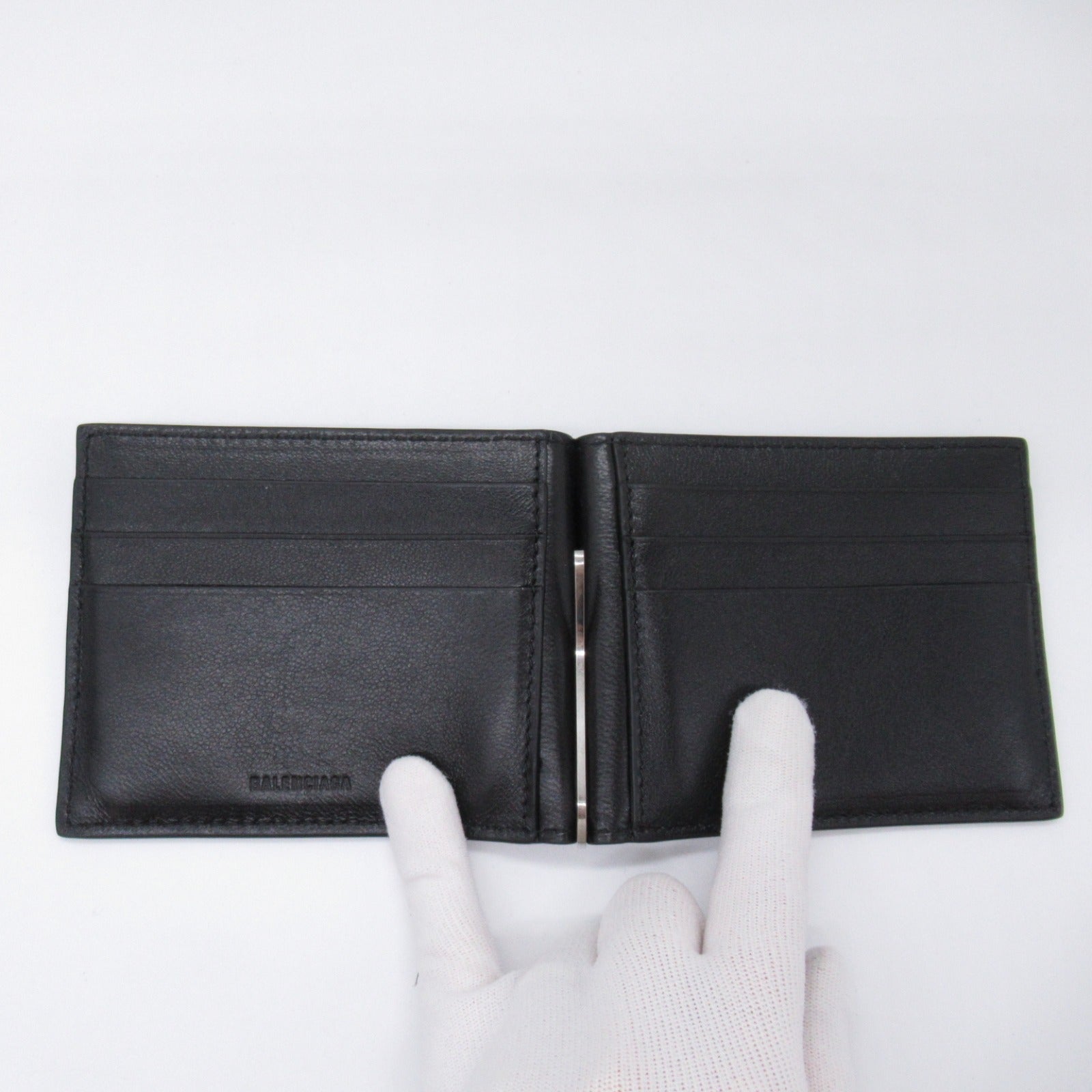 Balenciaga Leather Bifold Wallet Black