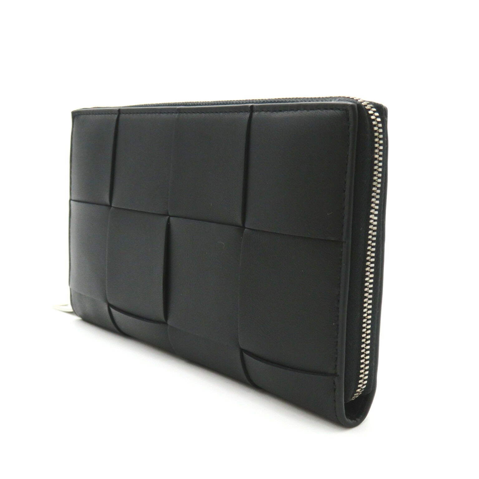 Bottega Veneta Lambskin Cassette Zip Wallet Black