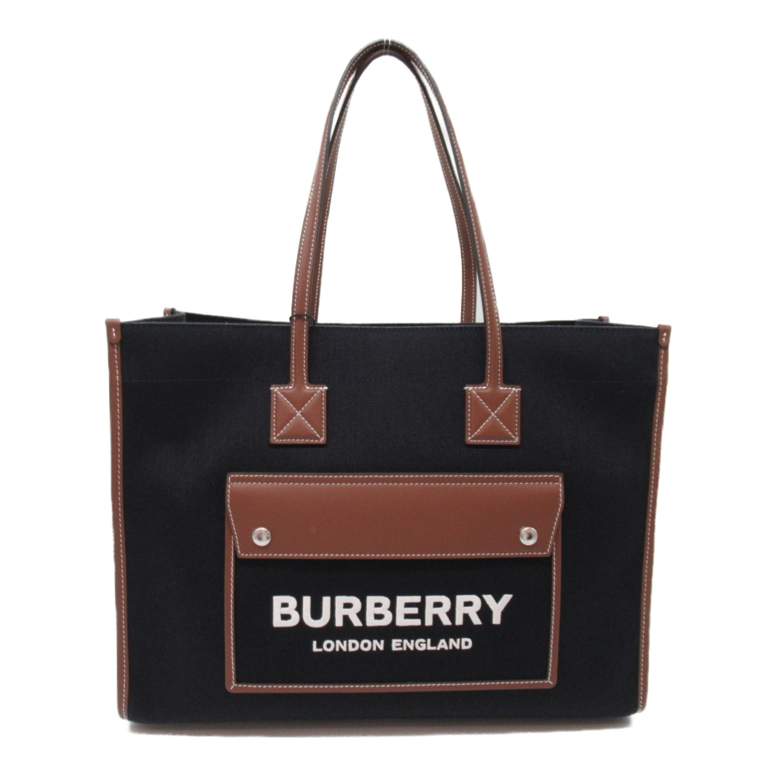 Burberry Leather Canvas Tote Bag 8055747