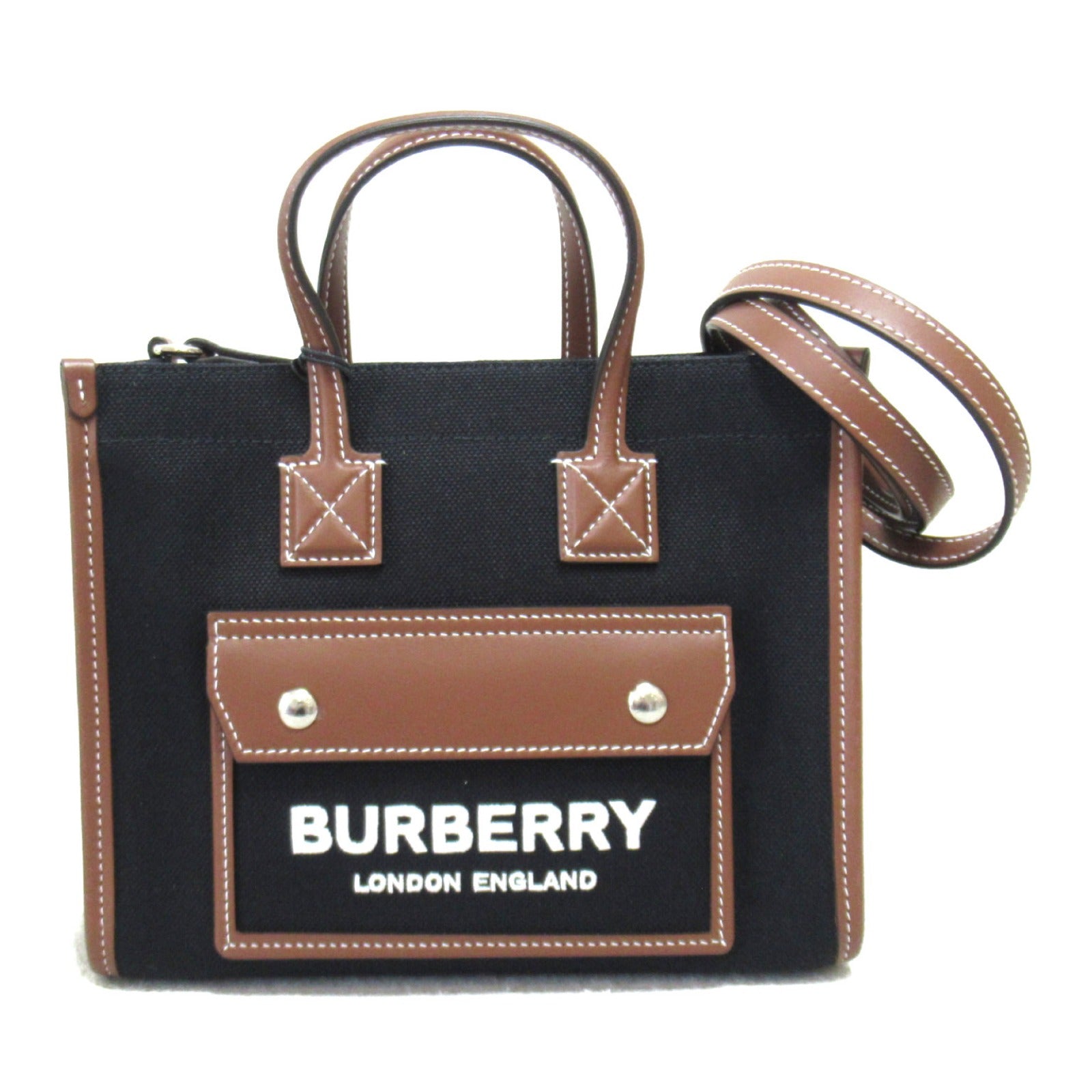 Burberry Canvas Leather 2way Shoulder Bag Black