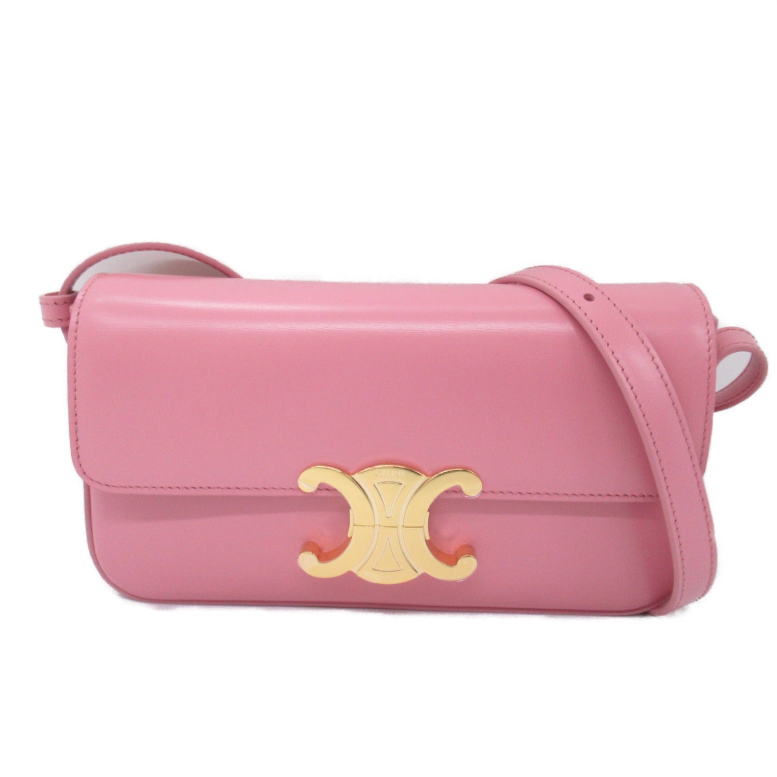 Celine Triomphe Leather Shoulder Bag Pink