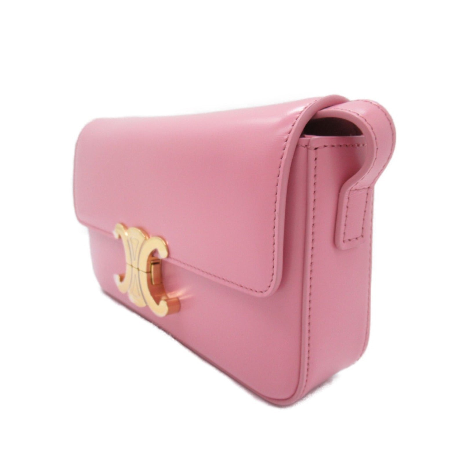 Celine Triomphe Leather Shoulder Bag Pink