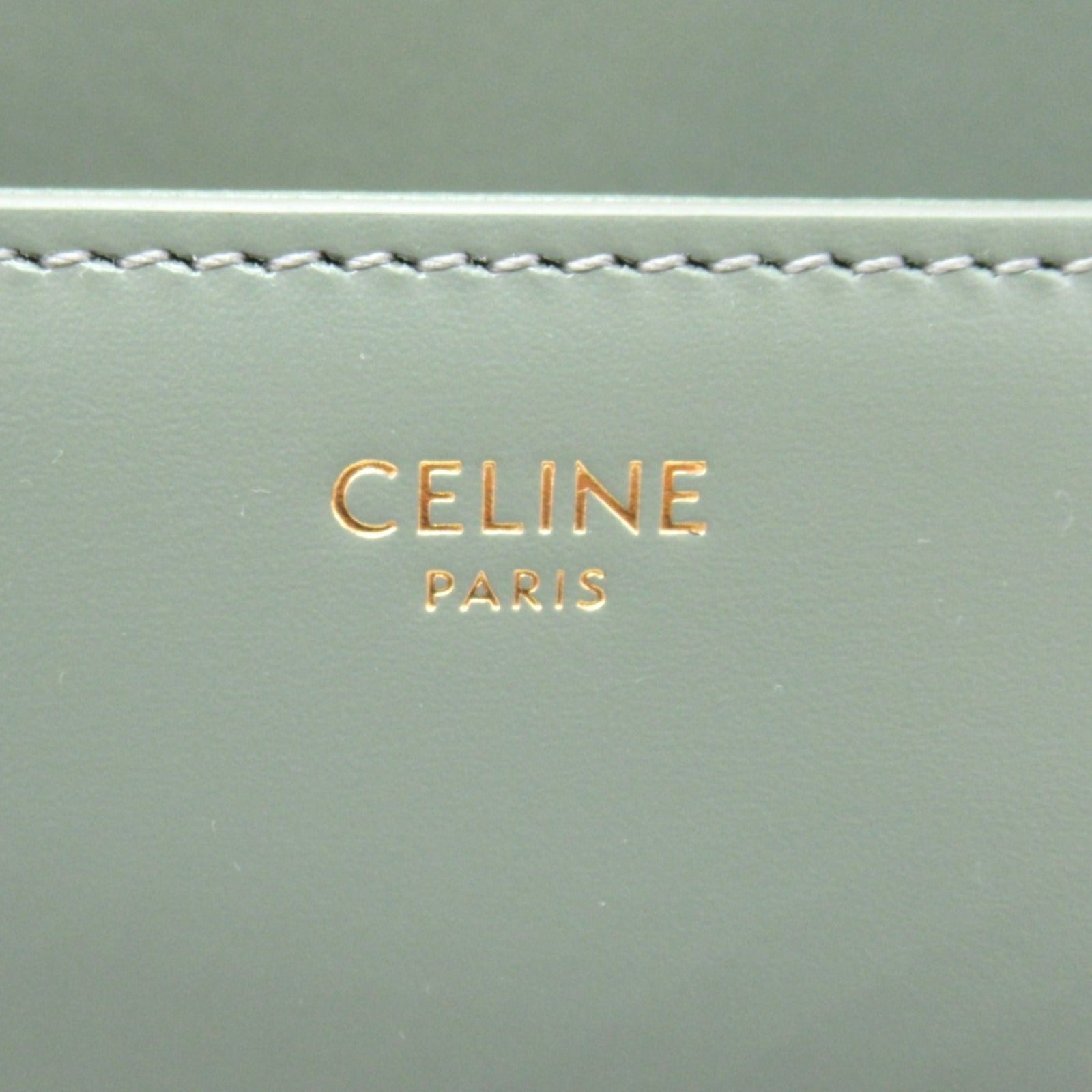 Celine Leather Triomphe Shoulder Bag Green