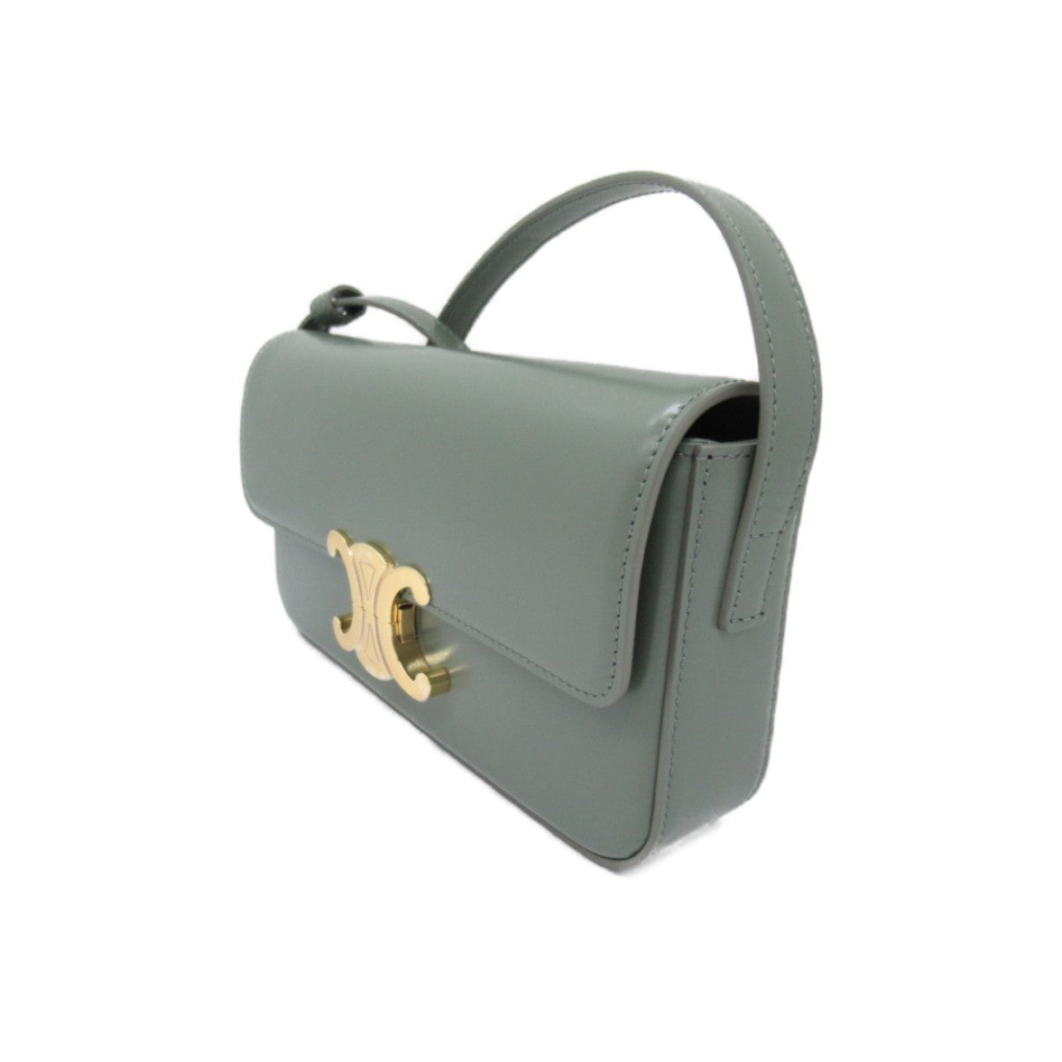 Celine Leather Triomphe Shoulder Bag Green