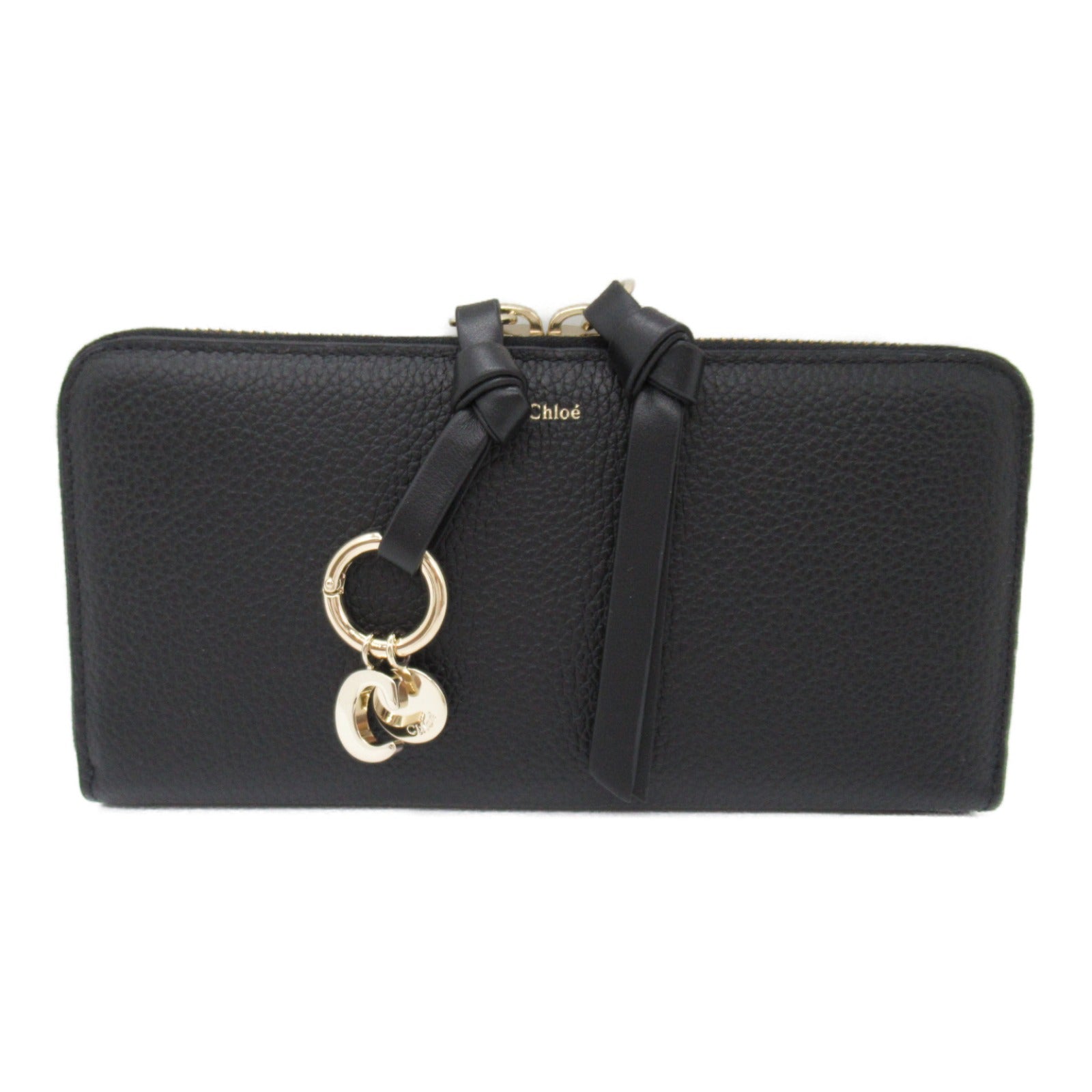 Chloe Leather Round Long Wallet Black