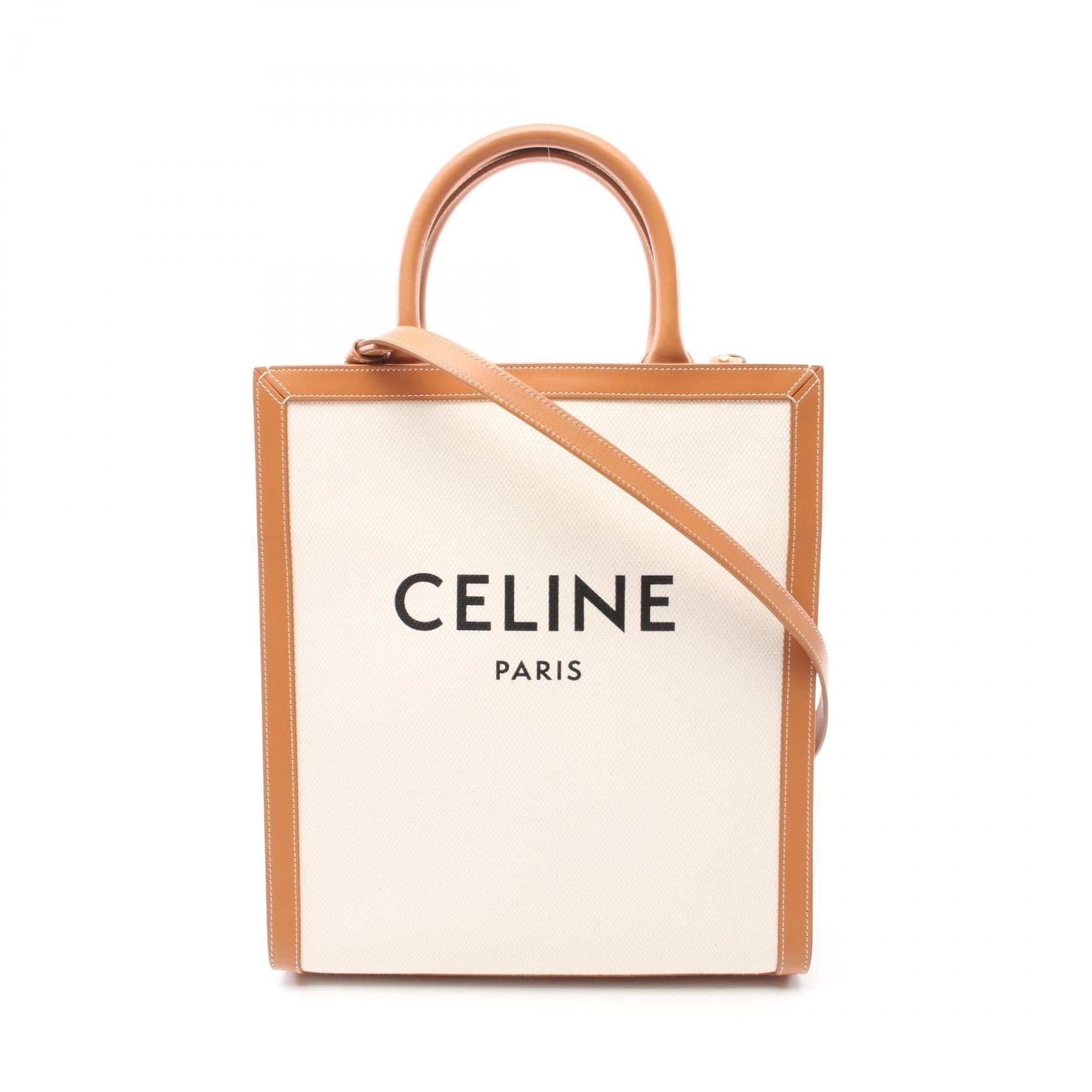 Celine Small Vertical Cabas Tote Bag Canvas Leather