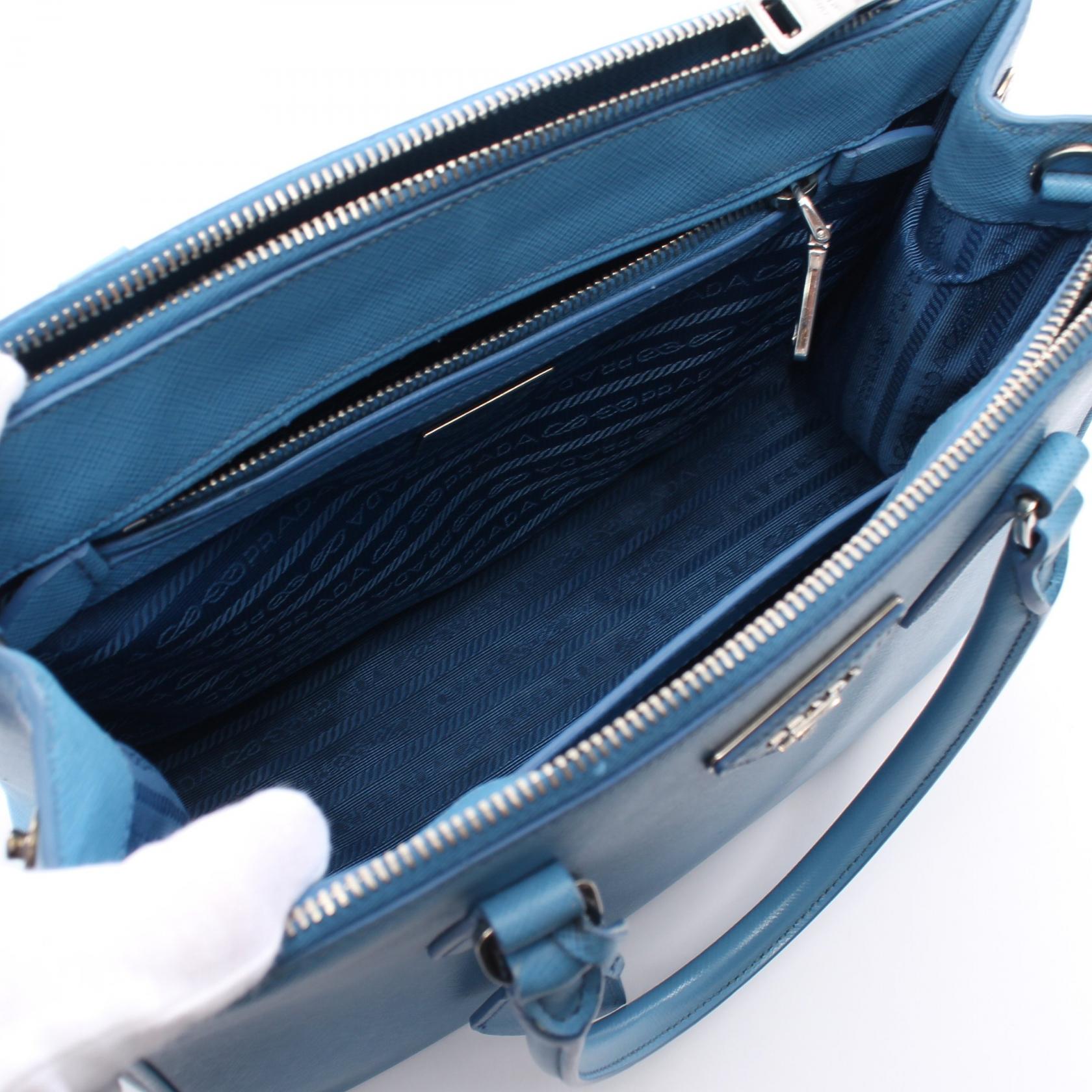 Prada Saffiano Lux Galleria Handbag Blue