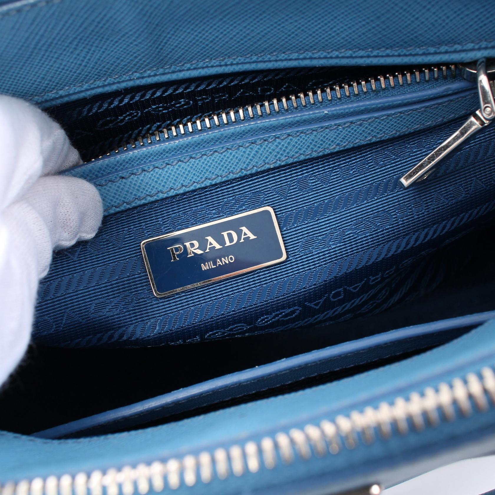 Prada Saffiano Lux Galleria Handbag Blue