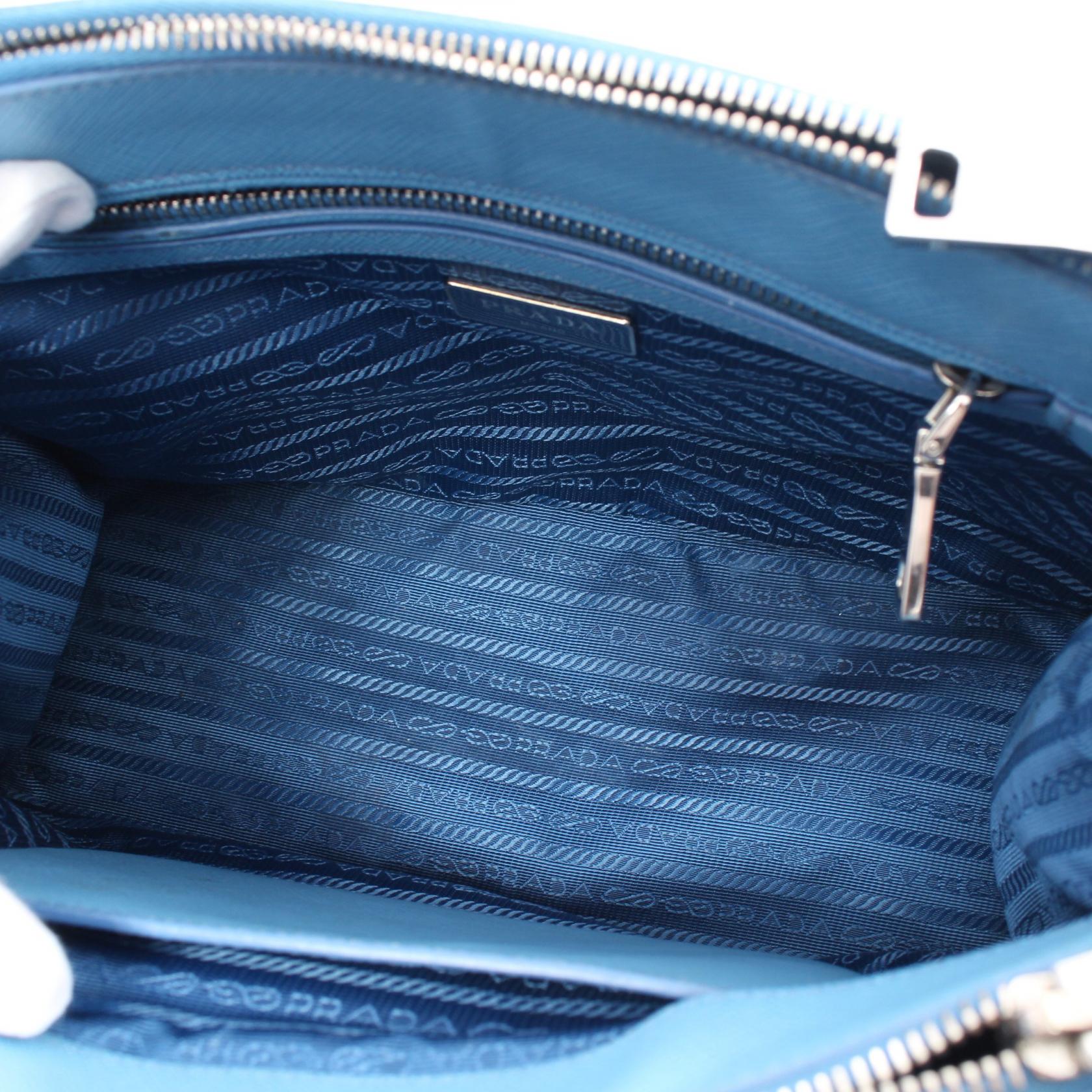 Prada Saffiano Lux Galleria Handbag Blue