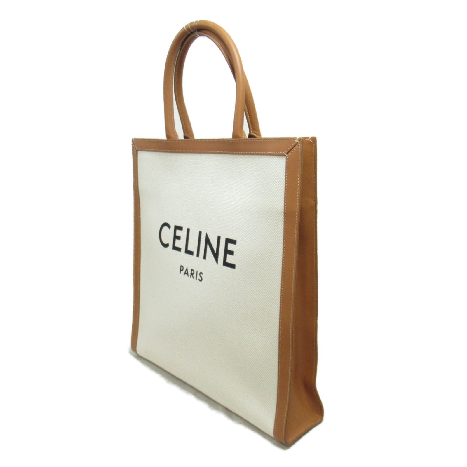 Celine Leather Canvas Vertical Cabas Tote Bag