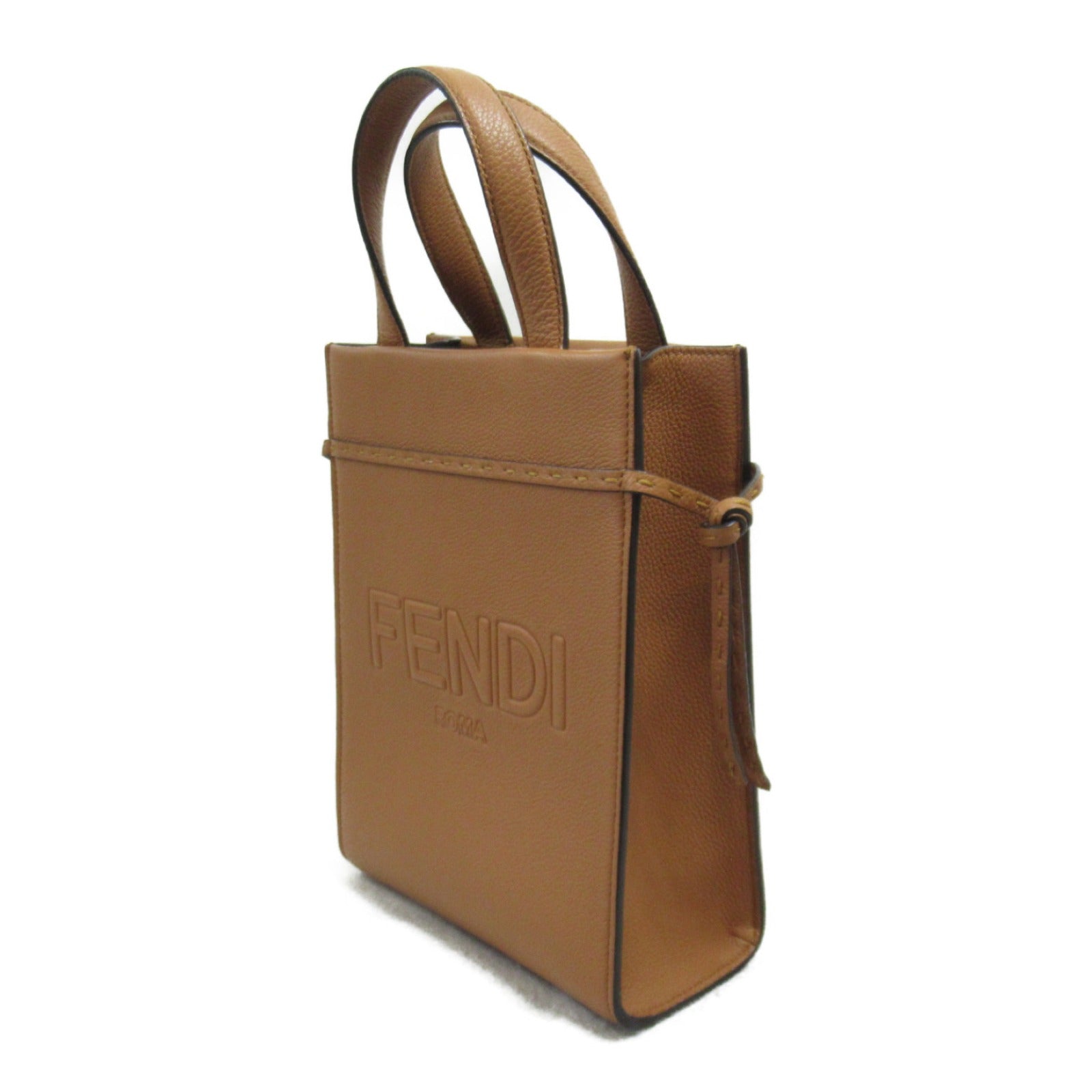 Fendi Leather 2way Shoulder Bag Brown