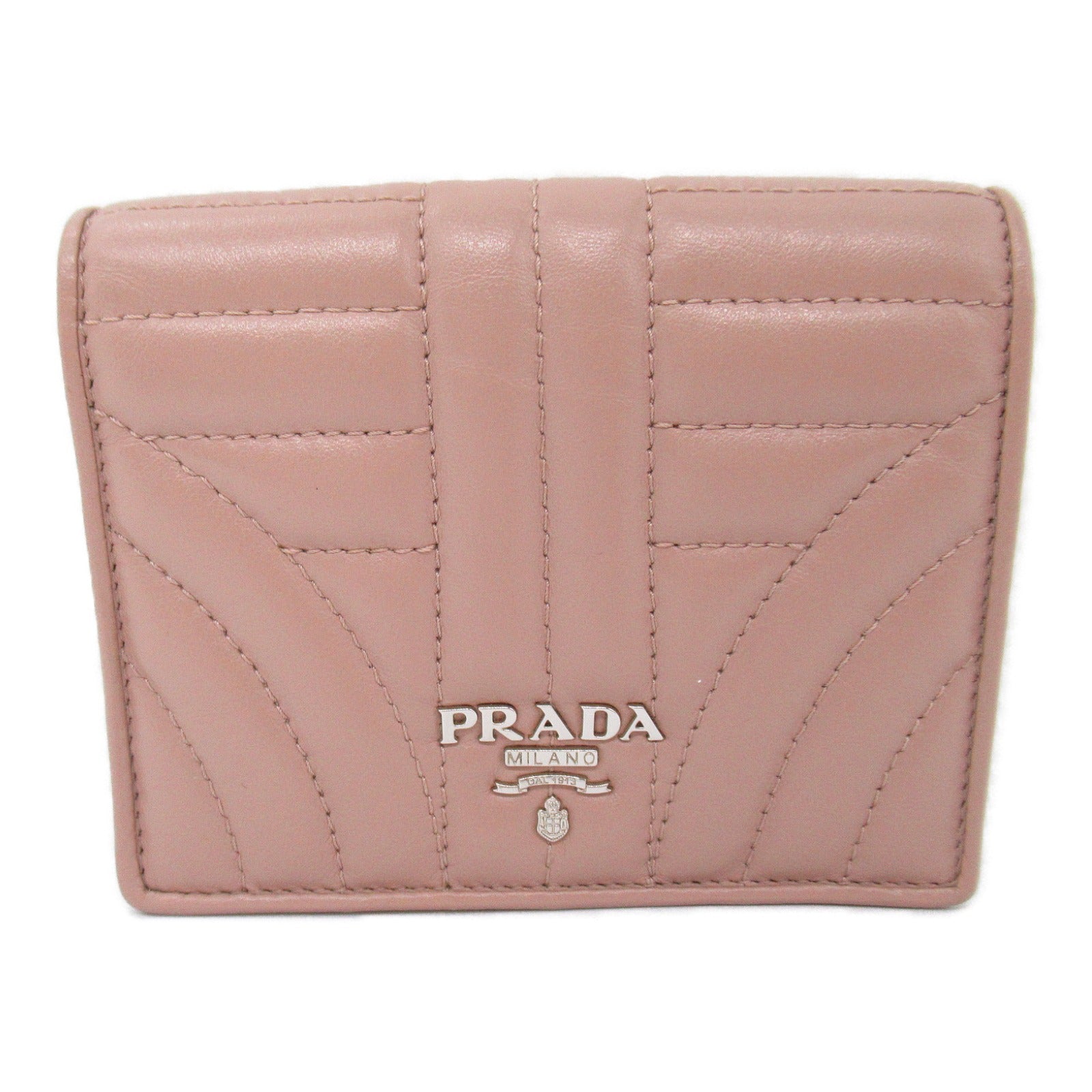 Prada Leather Bifold Wallet Pink Beige