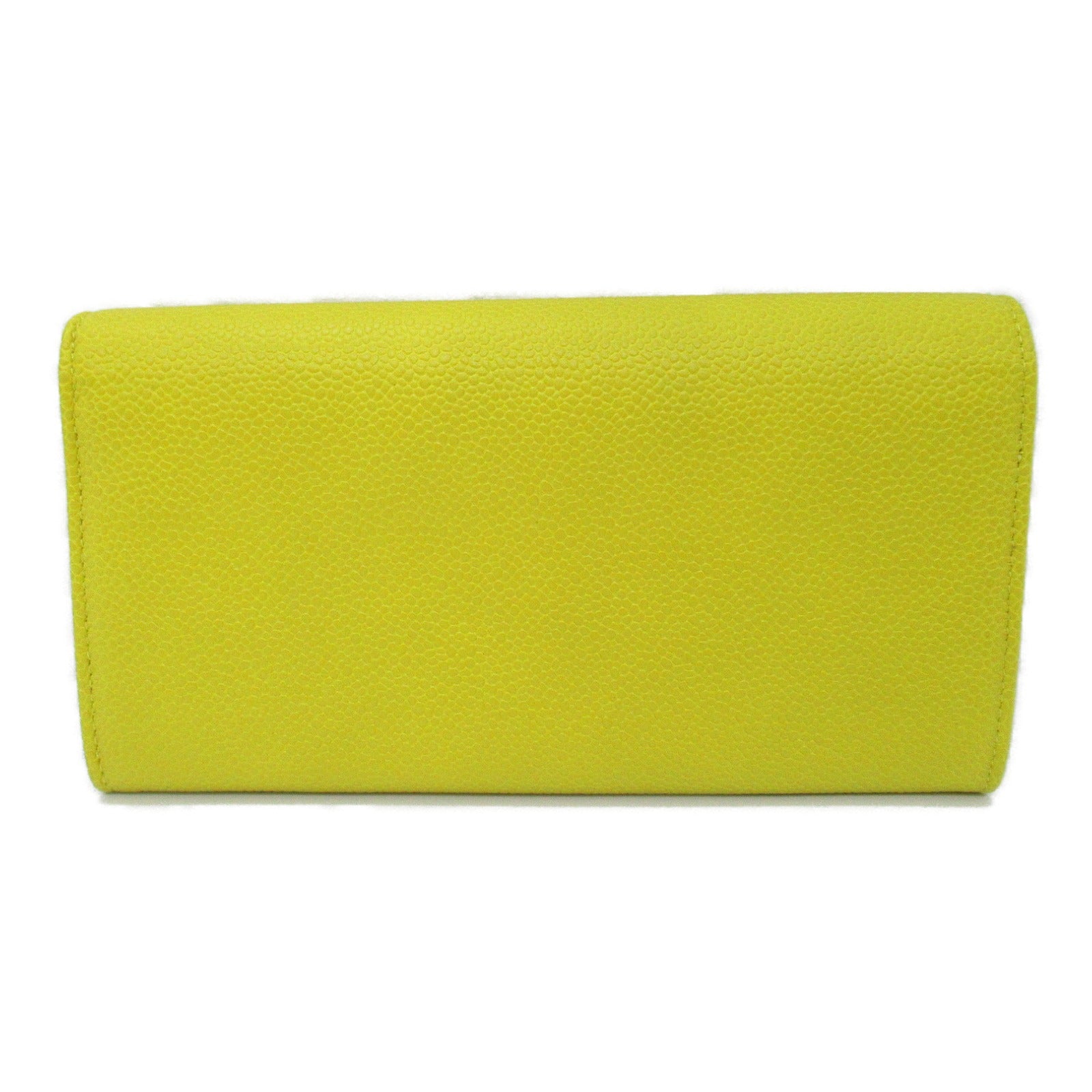 Chanel Caviar Skin Bifold Long Wallet Yellow