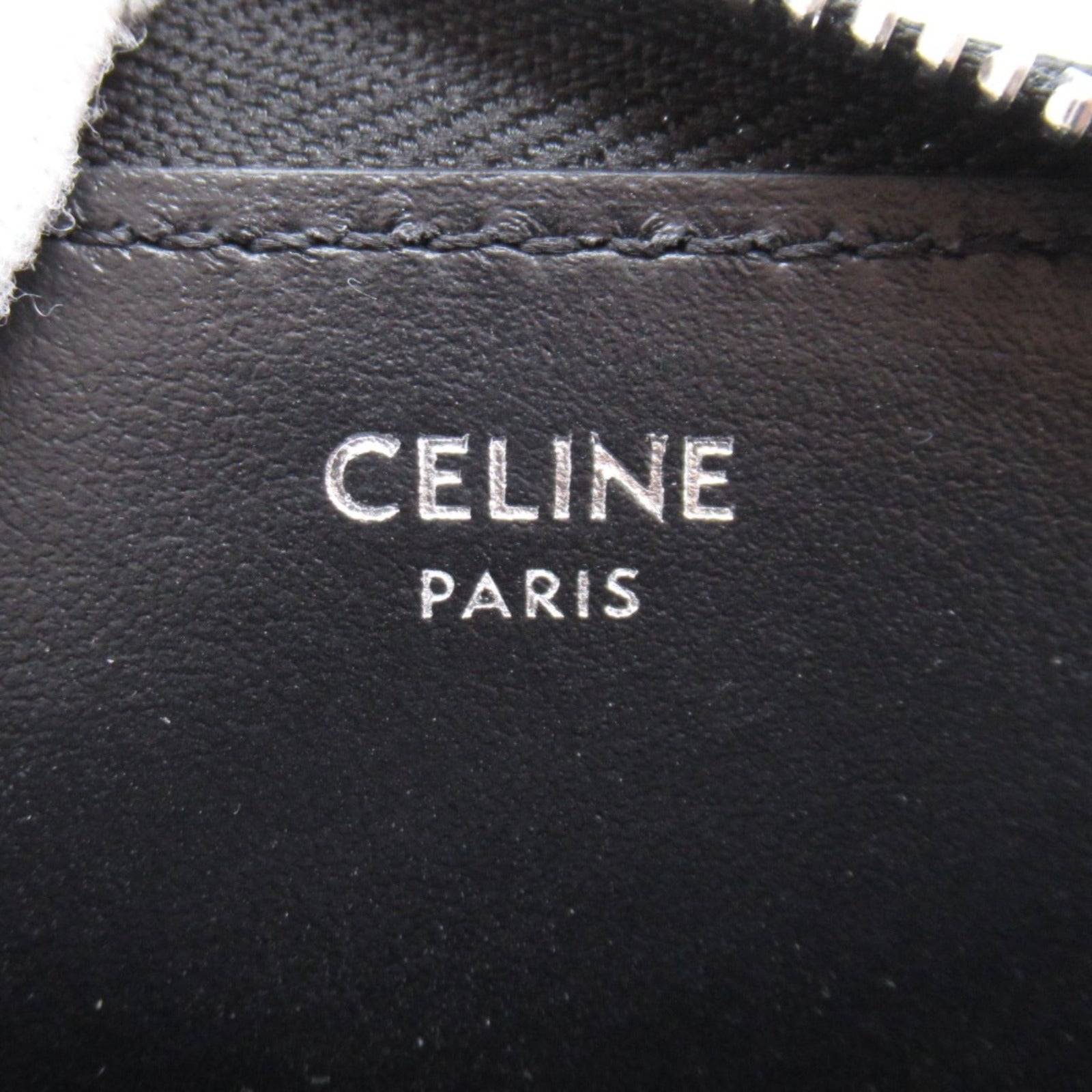 Celine Leather Coin Case Black Silver