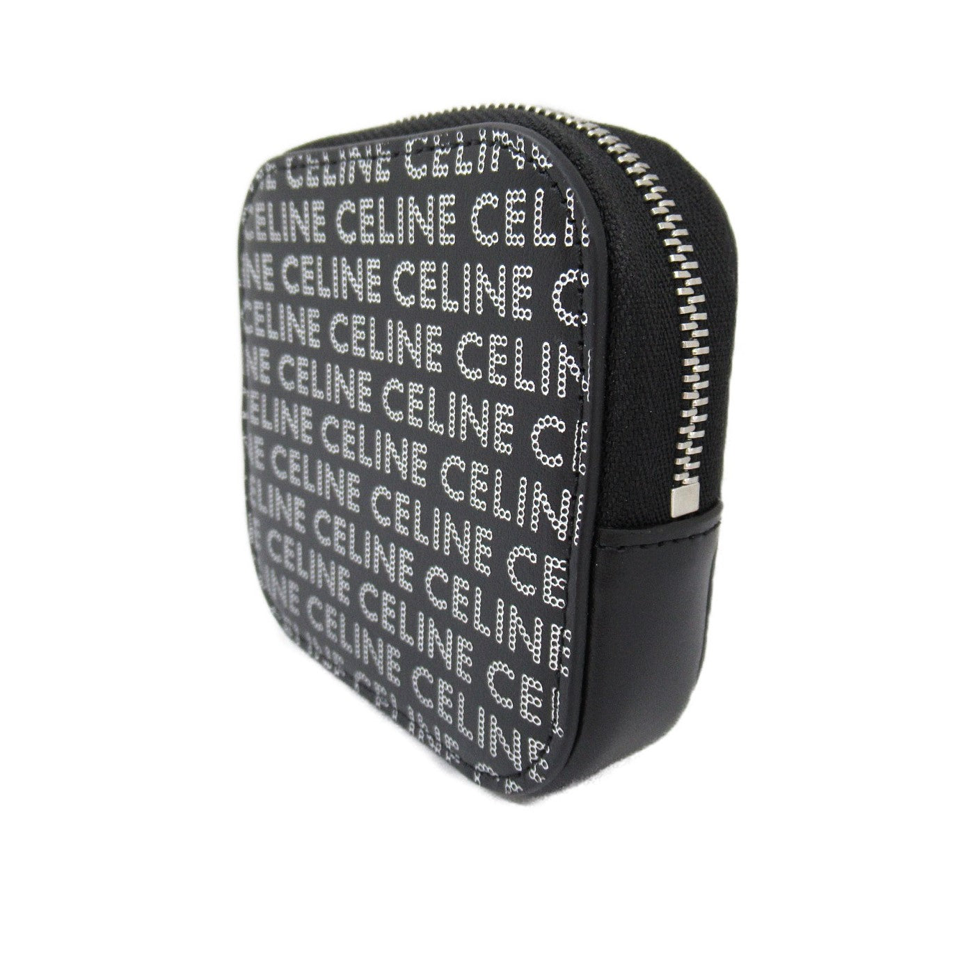 Celine Leather Coin Case Black Silver