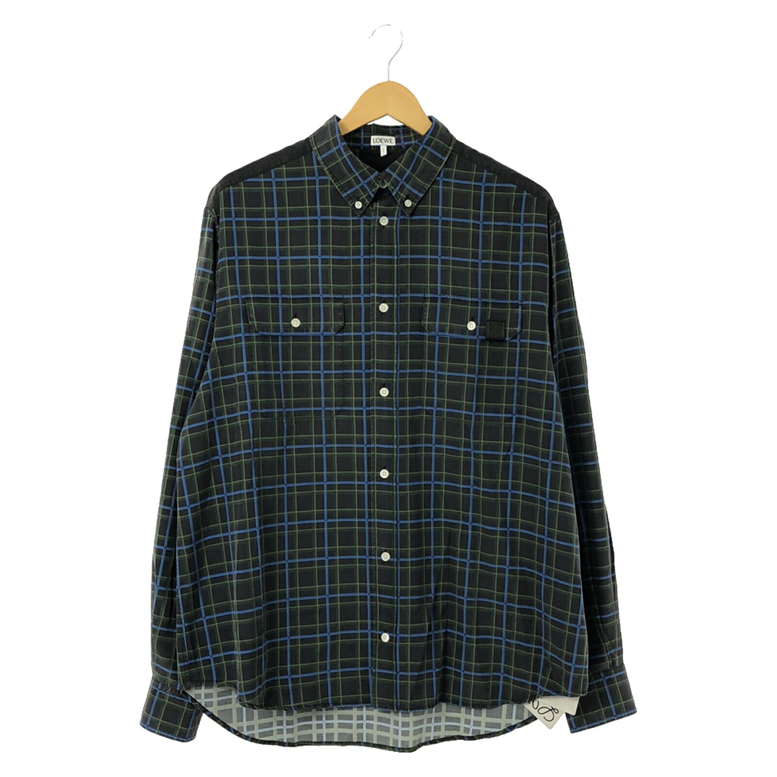 Loewe Cotton Check Long Sleeve Shirt Gray