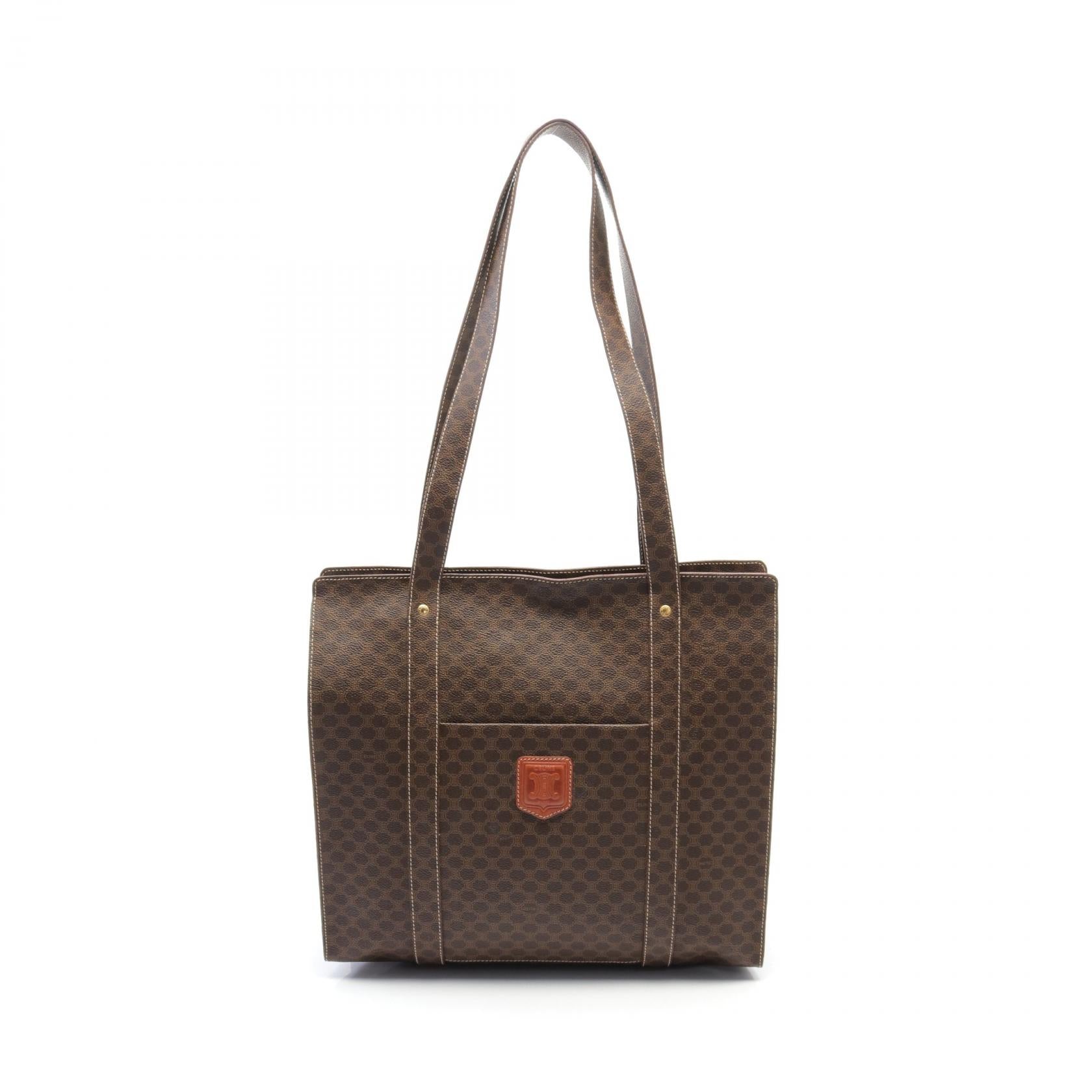 Celine Macadam Tote Bag Brown PVC Canvas