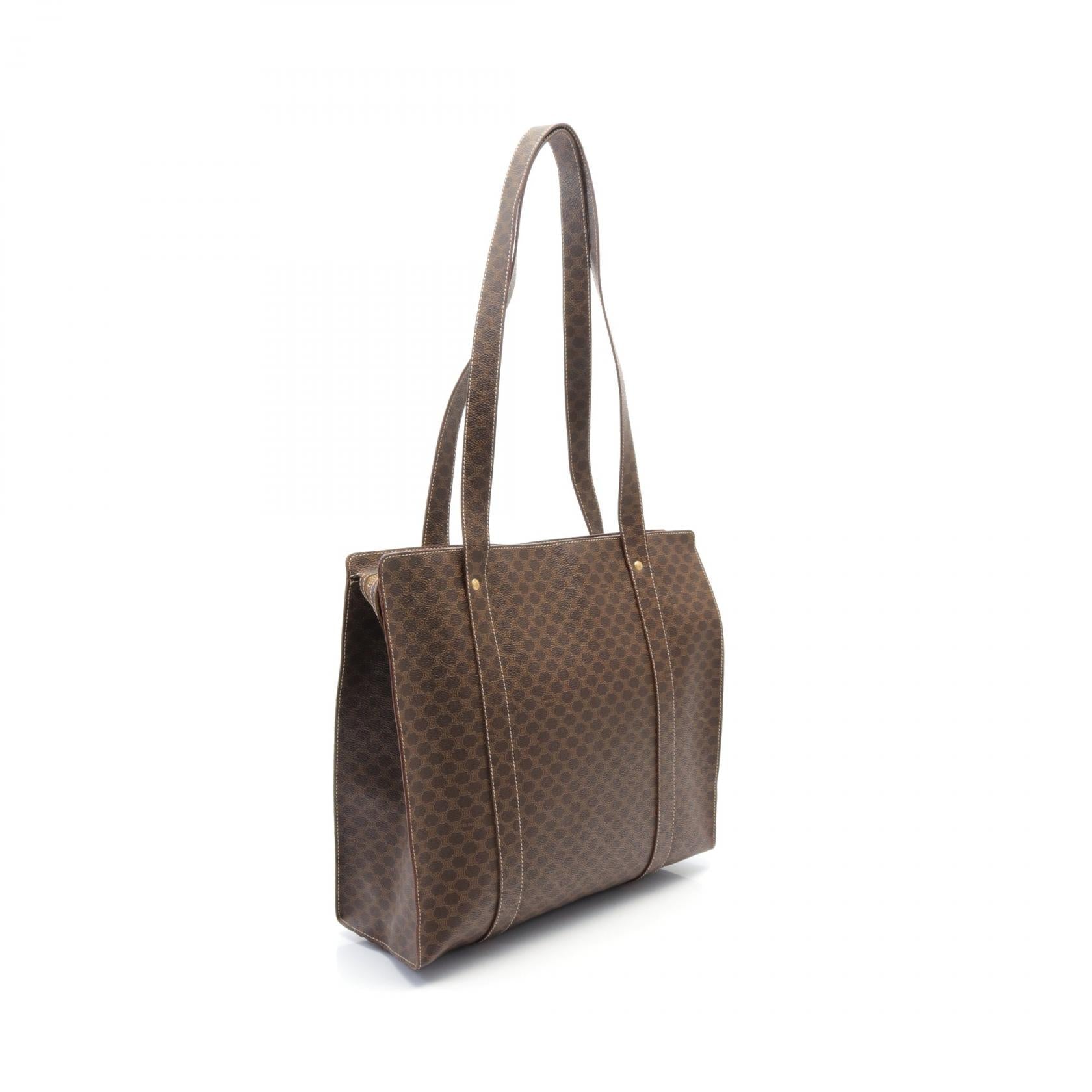 Celine Macadam Tote Bag Brown PVC Canvas