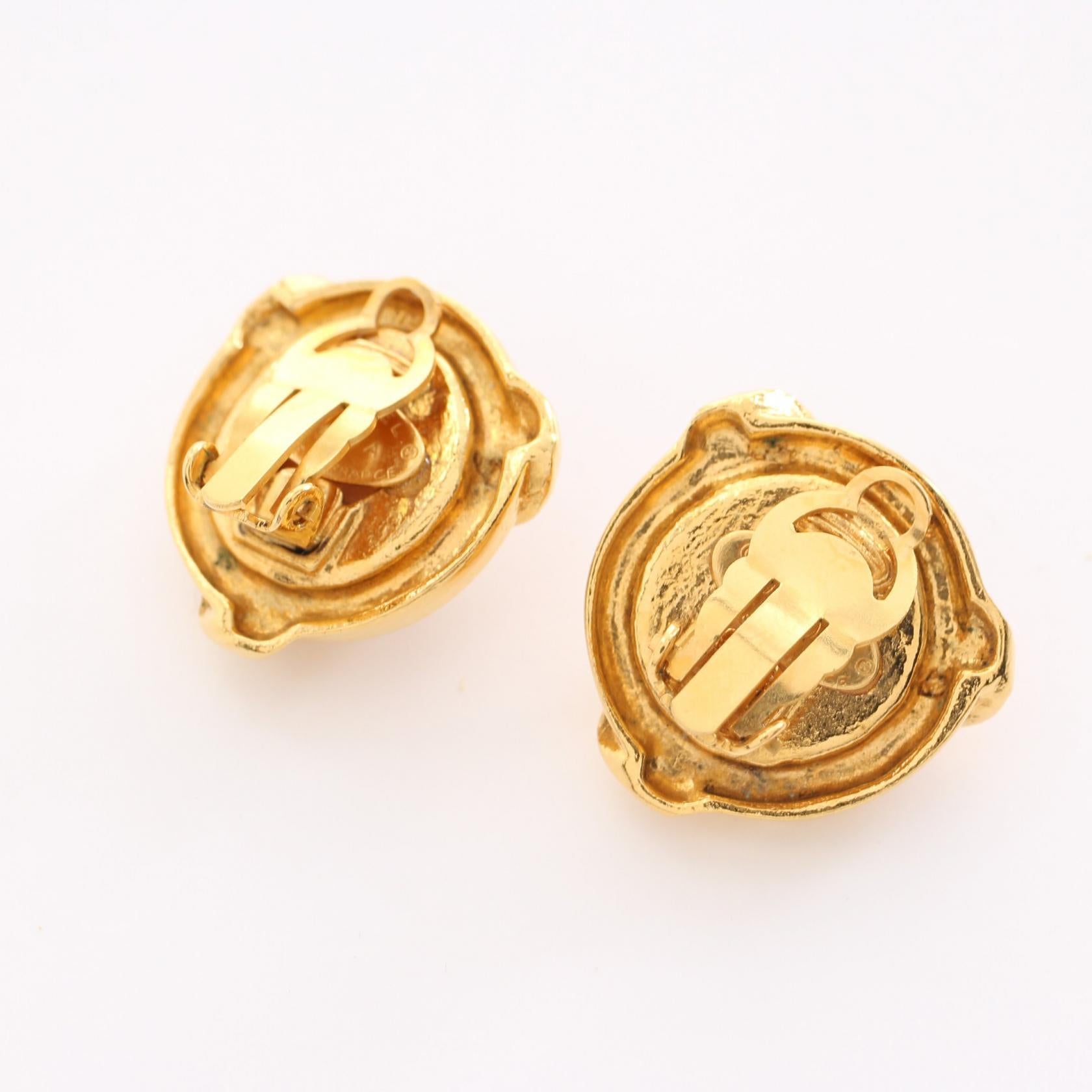 Chanel Gold Plated Faux Pearl Earrings