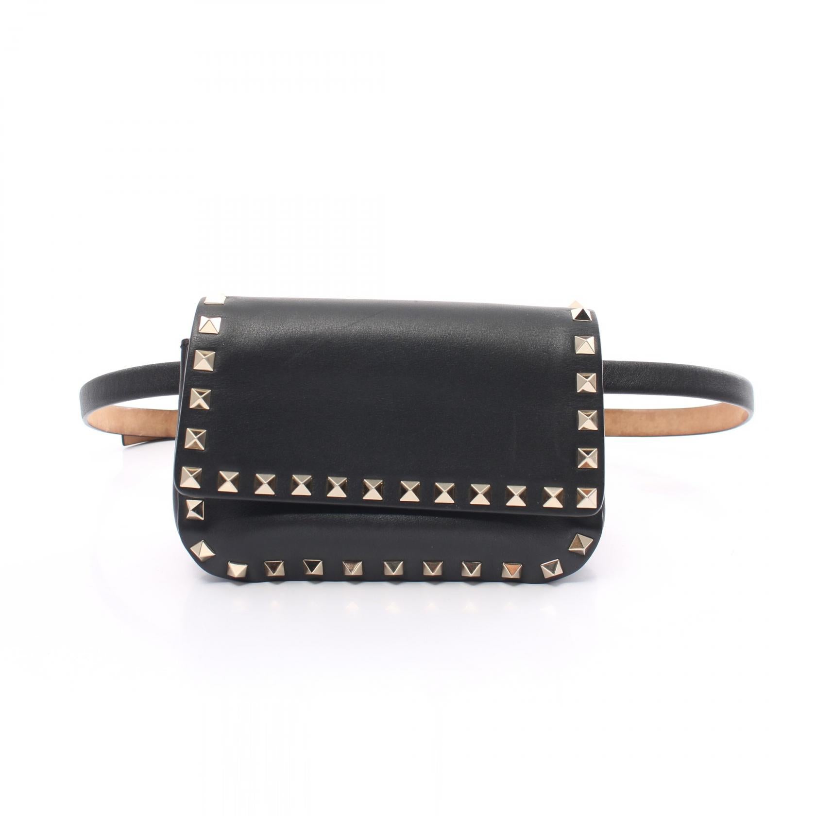 Valentino Rockstud Leather Waist Bag Black