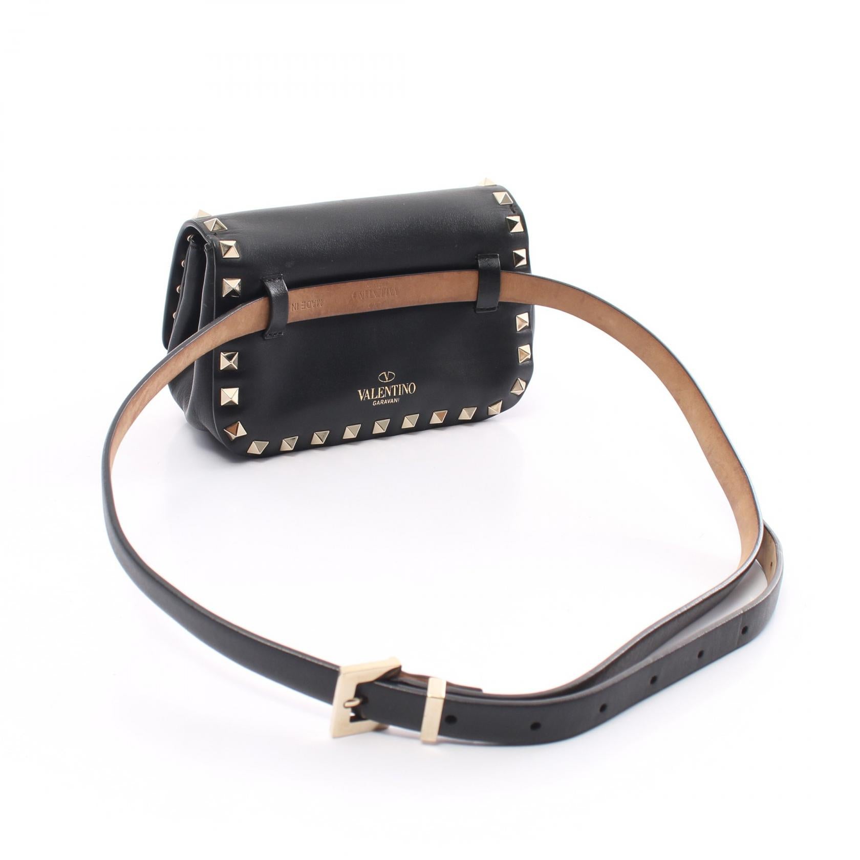 Valentino Rockstud Leather Waist Bag Black