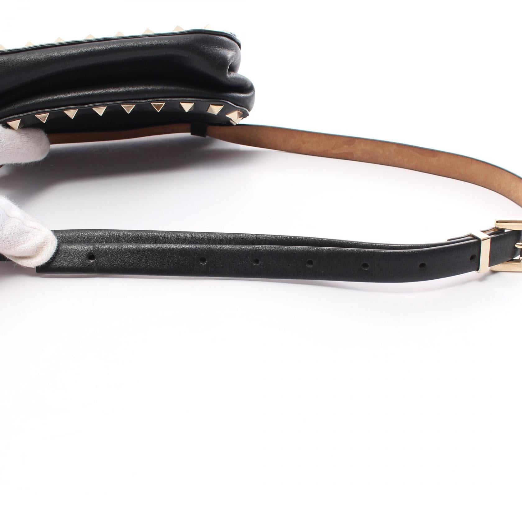 Valentino Rockstud Leather Waist Bag Black