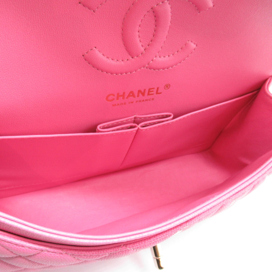 Chanel Caviar Double Flap Shoulder Bag Pink