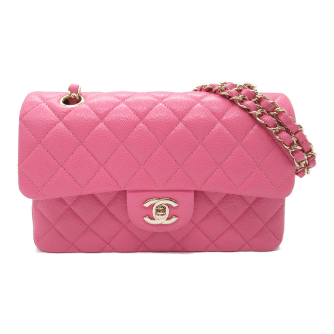 Chanel Caviar Double Flap Shoulder Bag Pink