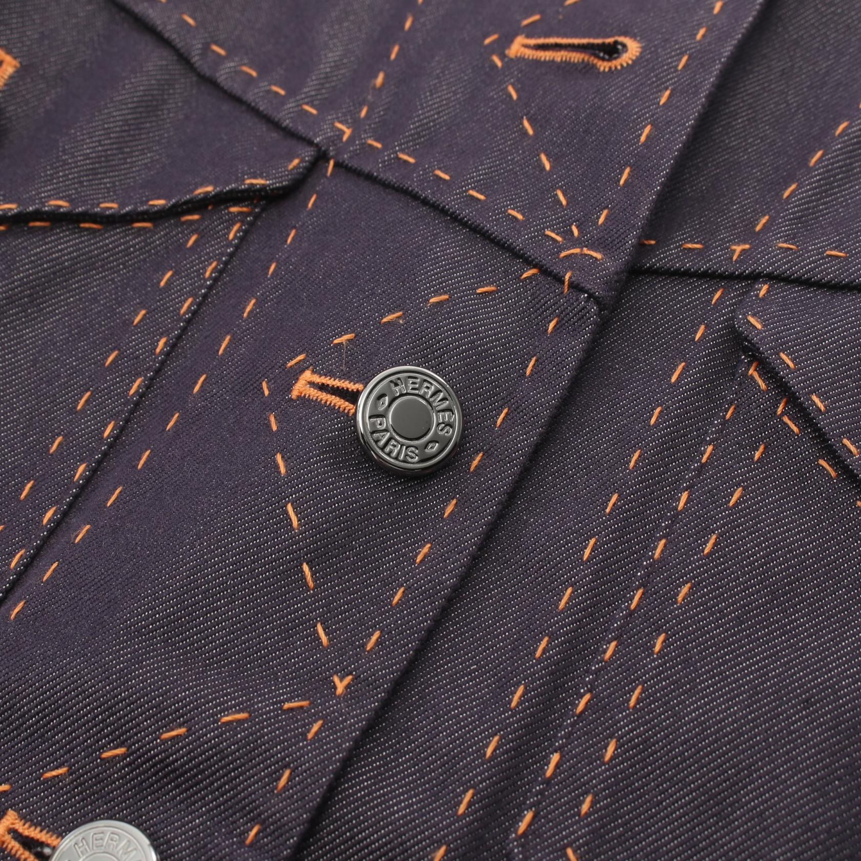 Hermes Silk Denim Jacket Purple