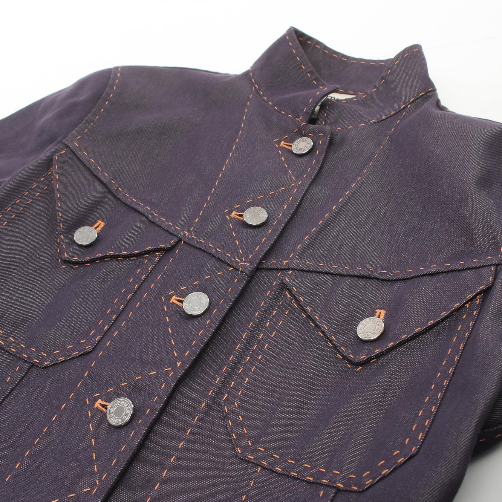 Hermes Silk Denim Jacket Purple