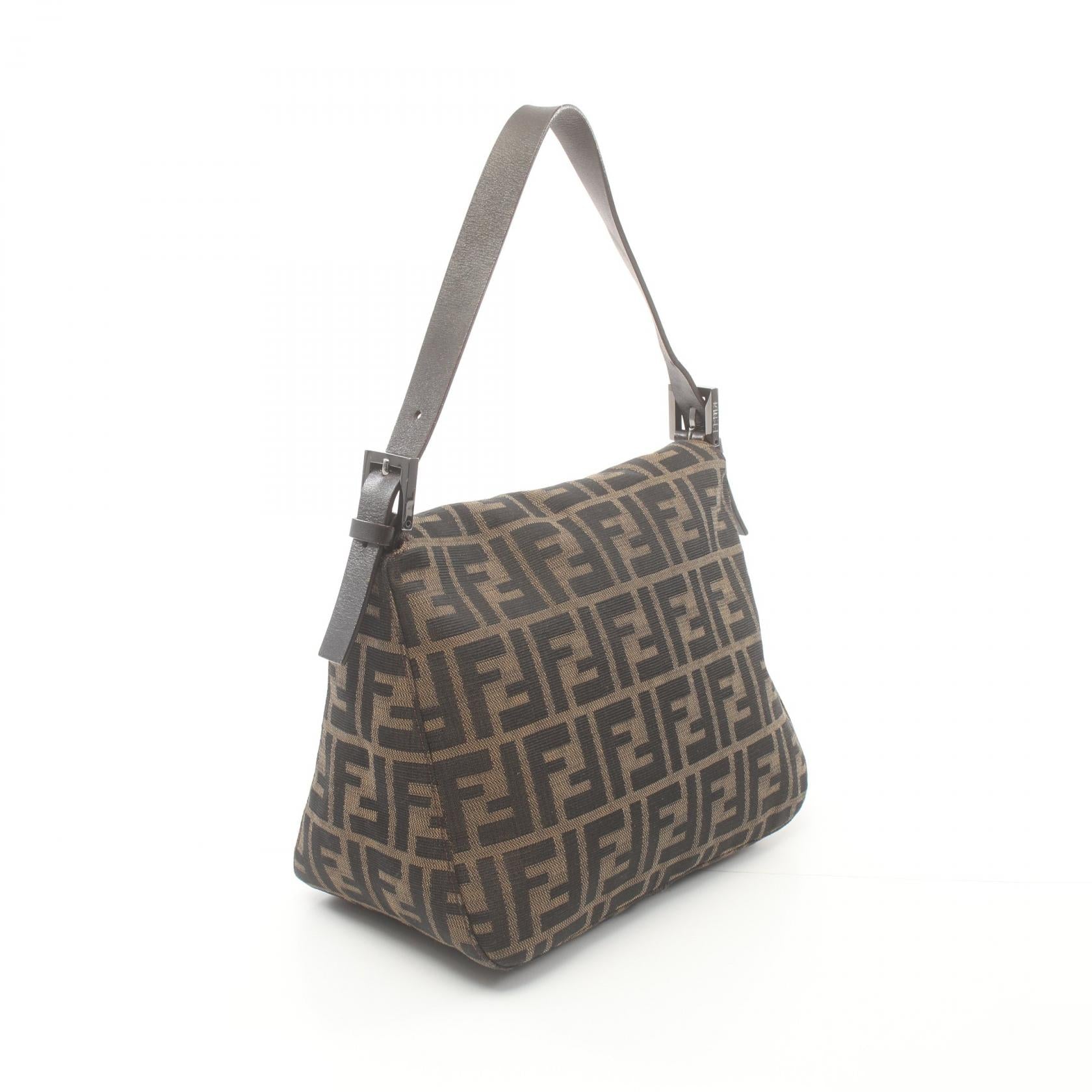 Fendi Mamma Baguette Zucca Canvas Leather Bag