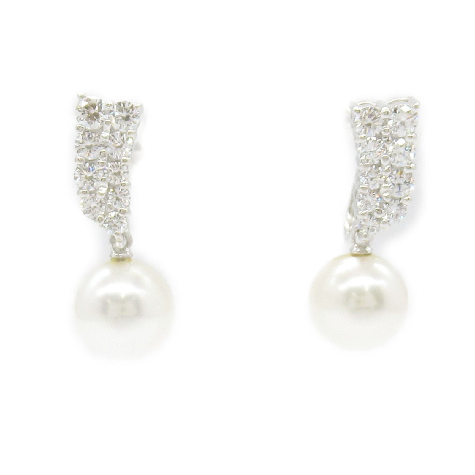 MIKIMOTO Pearl Diamond Earrings K18WG White Gold