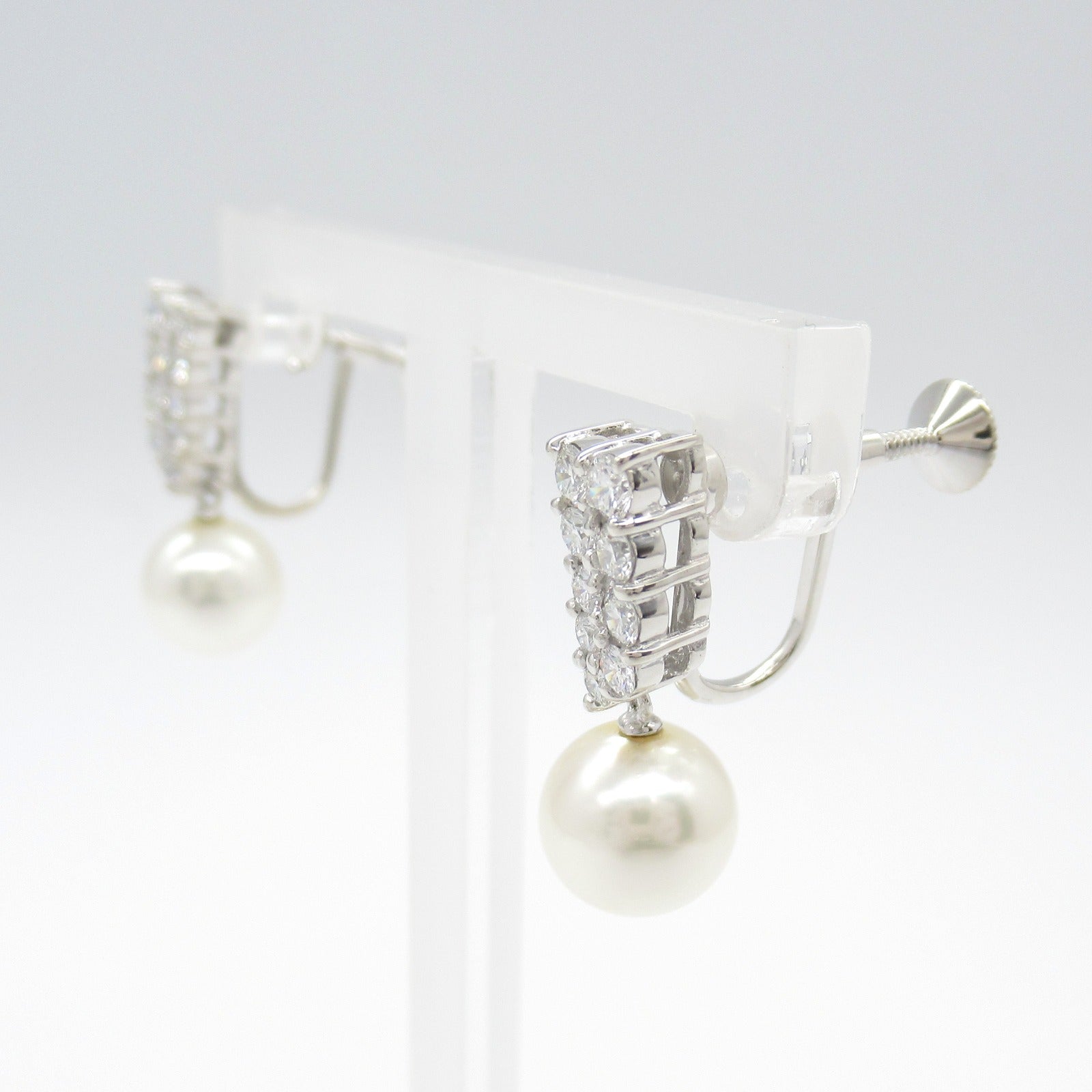 MIKIMOTO Pearl Diamond Earrings K18WG White Gold