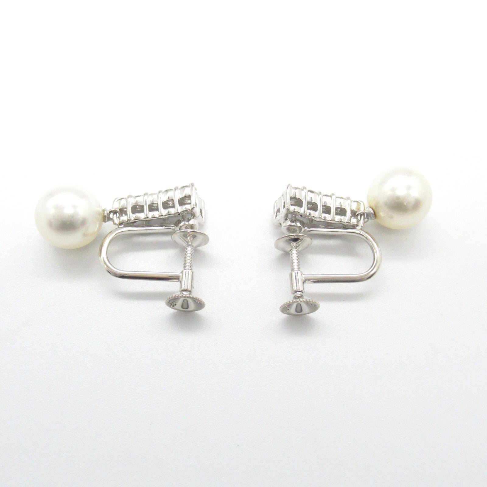 MIKIMOTO Pearl Diamond Earrings K18WG White Gold