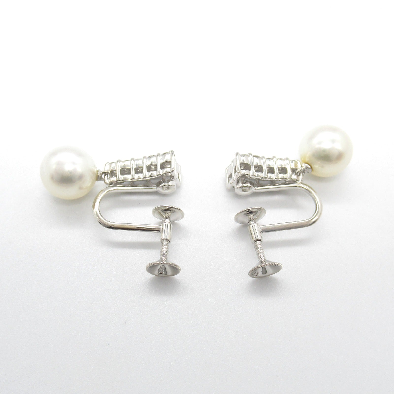 MIKIMOTO Pearl Diamond Earrings K18WG White Gold