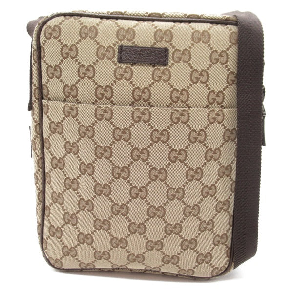 Gucci GG Canvas Flat Messenger Bag Canvas Crossbody Bag 123000 in Good condition