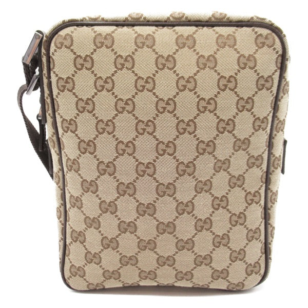 Gucci GG Canvas Flat Messenger Bag Canvas Crossbody Bag 123000 in Good condition
