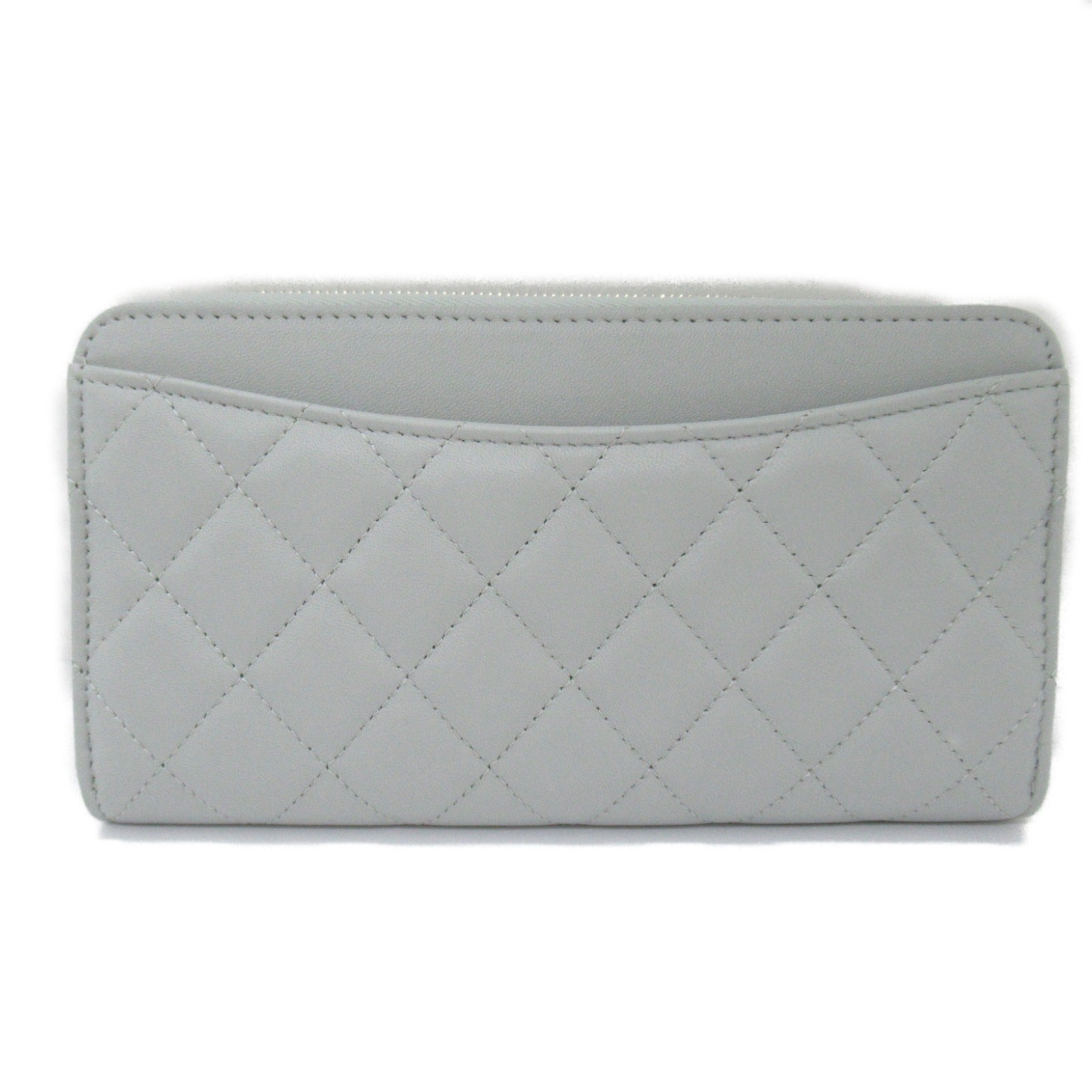 Chanel Matelasse Round Wallet Grey Leather